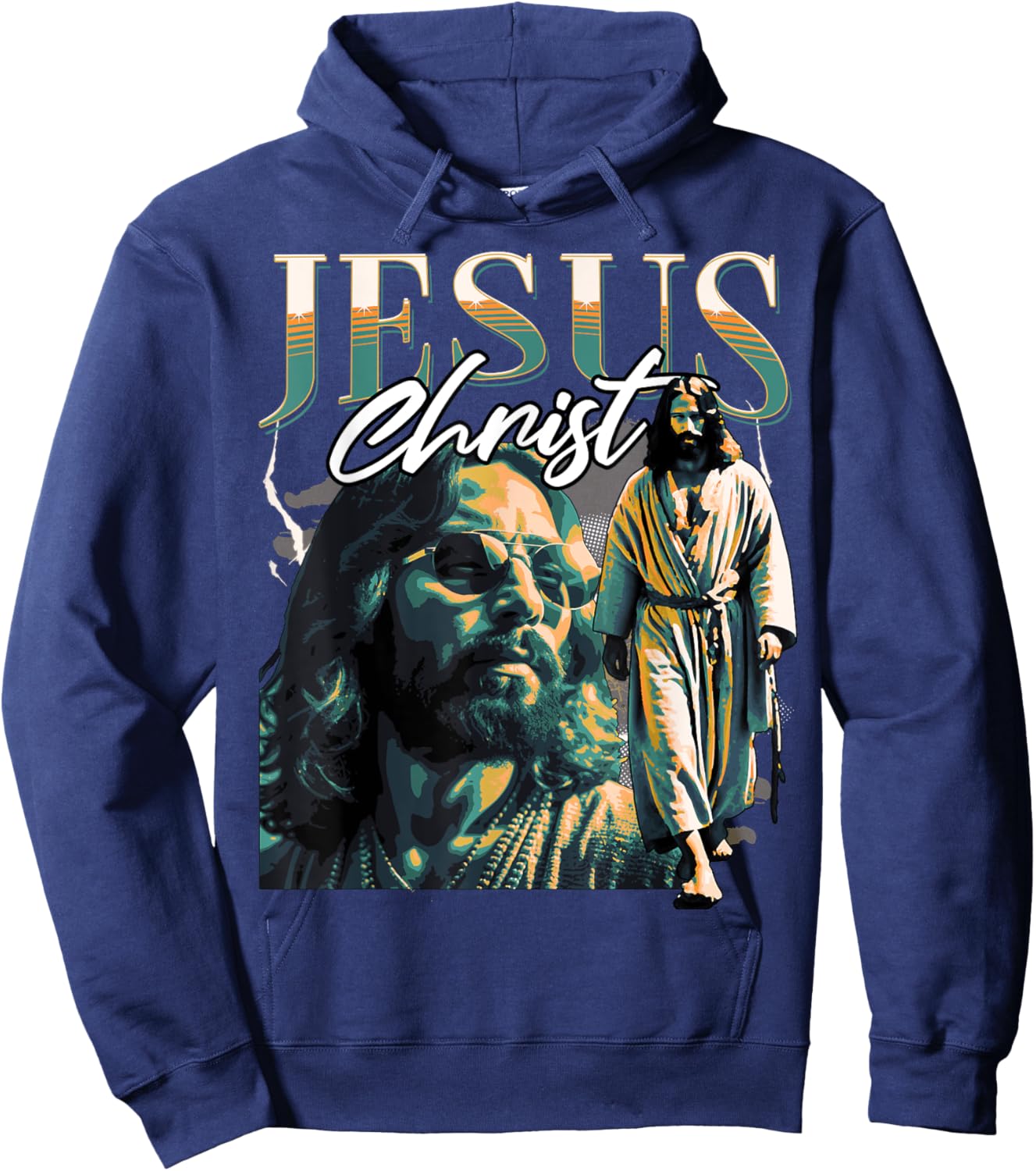 Jesus Christ Meme Retro 90s Bootleg Rap Merch Style Hoodie - Hoodie | Navy