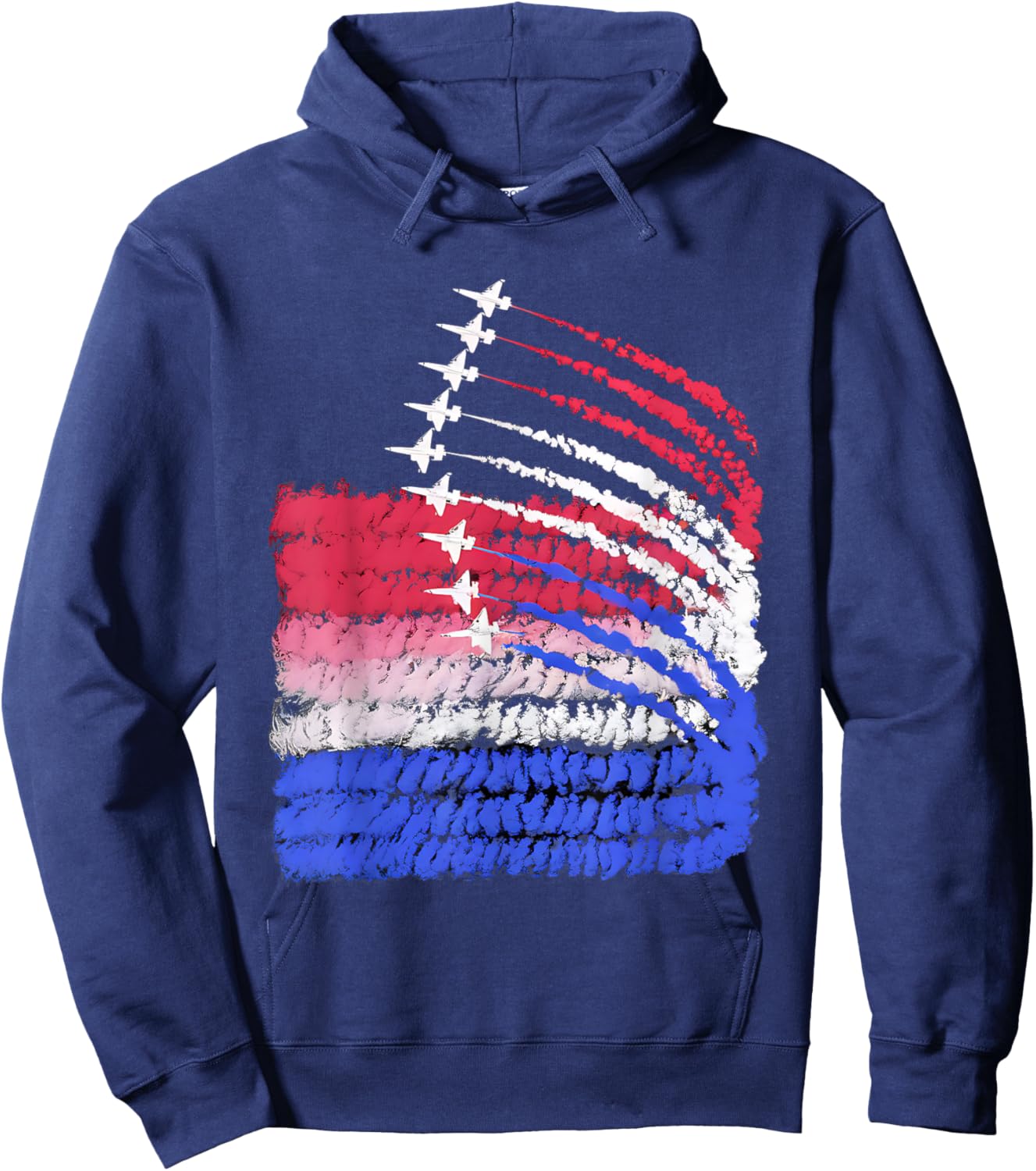 USA Flag Fighter Jets Patriotic Red Blue White 4th of July Women Kids Men Hoodie - Hoodie | Navy