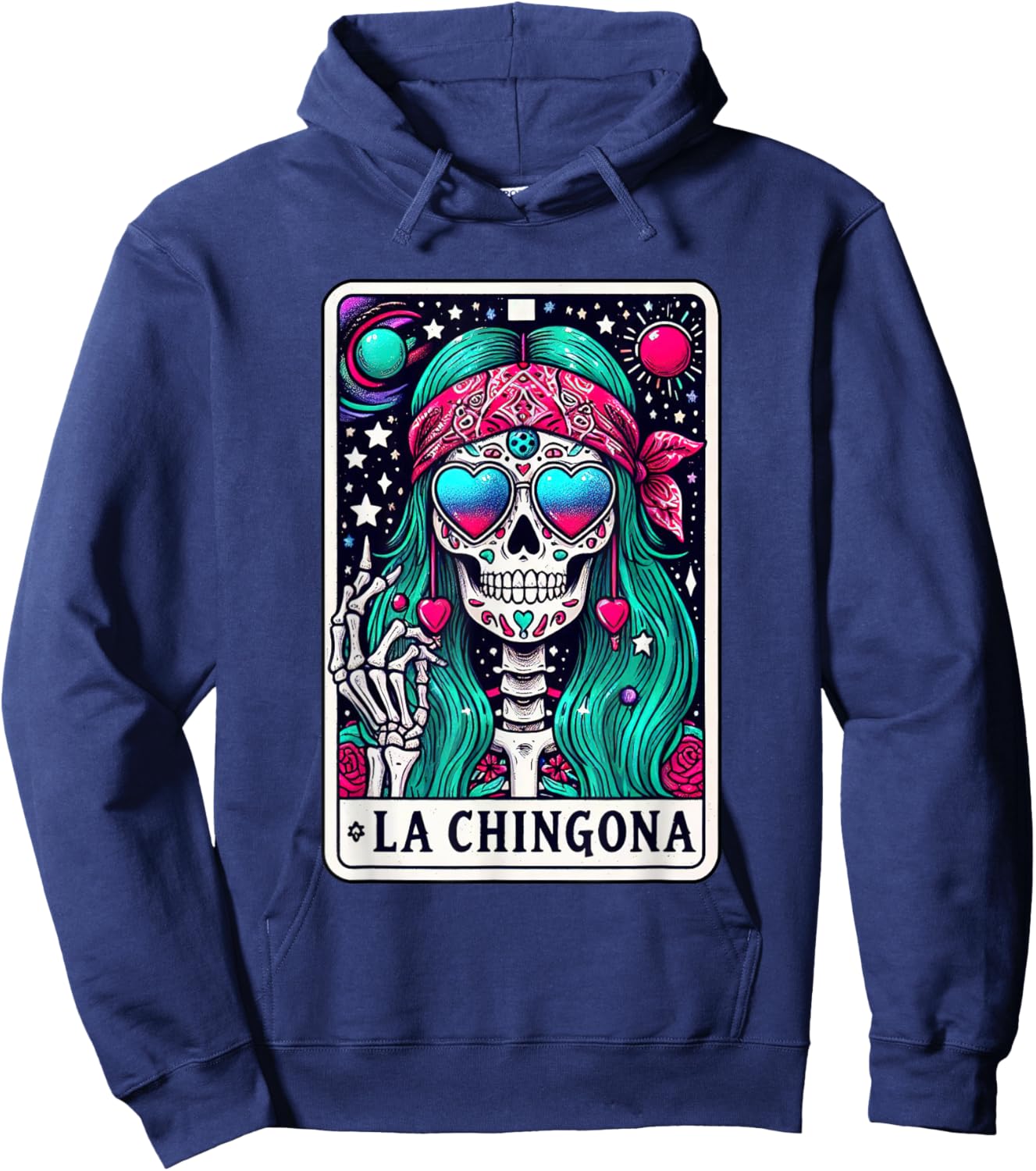 La Chingona Tarot Card Skeleton Latina Mexican Spanish Women Hoodie - Hoodie | Navy