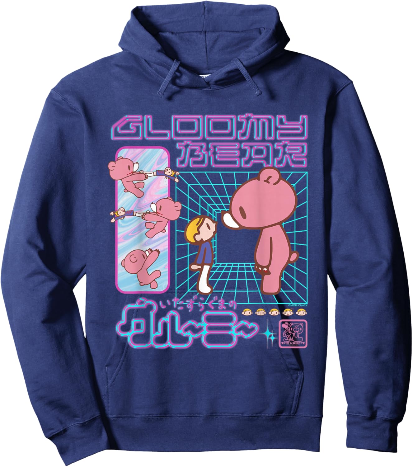 Gloomy Bear The Naughty Grizzly Retro 80's Futuristic Anime Hoodie - Hoodie | Navy