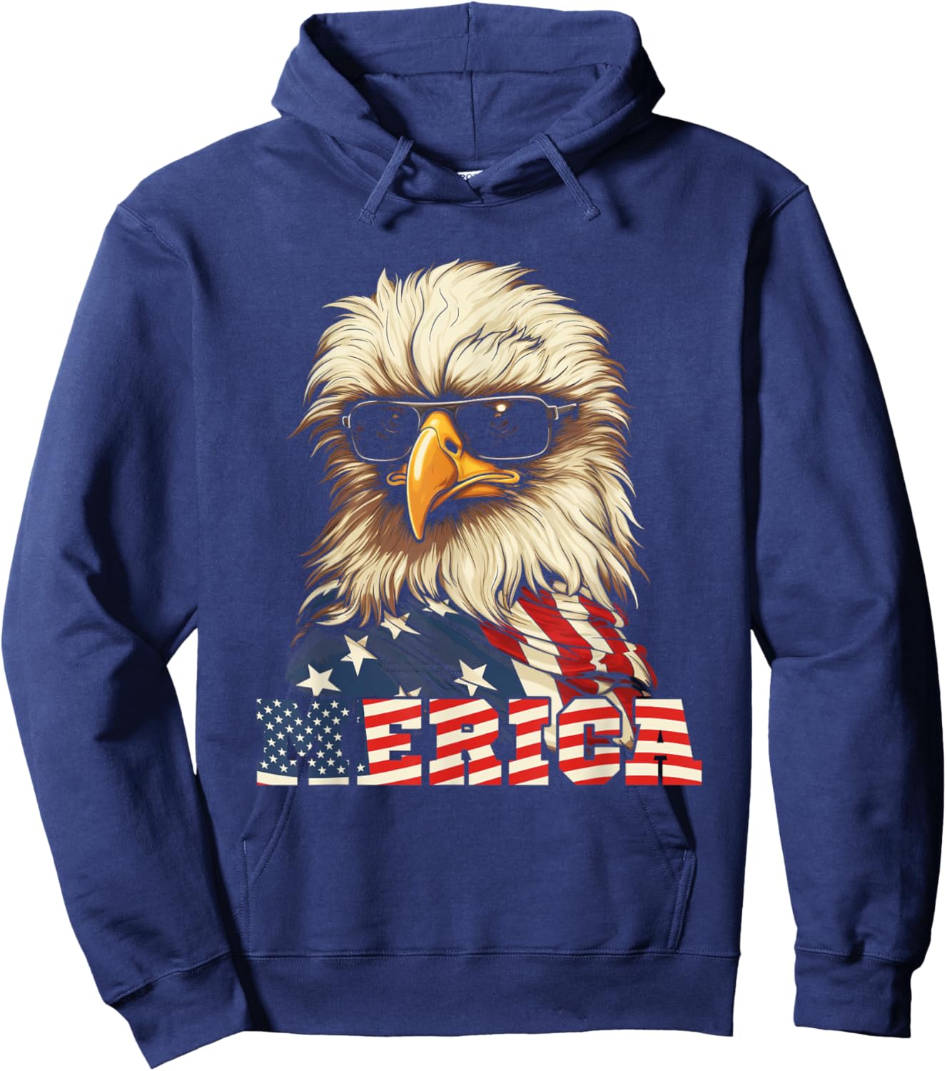 Merica USA American Flag Patriotic 4th of July Bald Eagle Hoodie - Hoodie | Navy