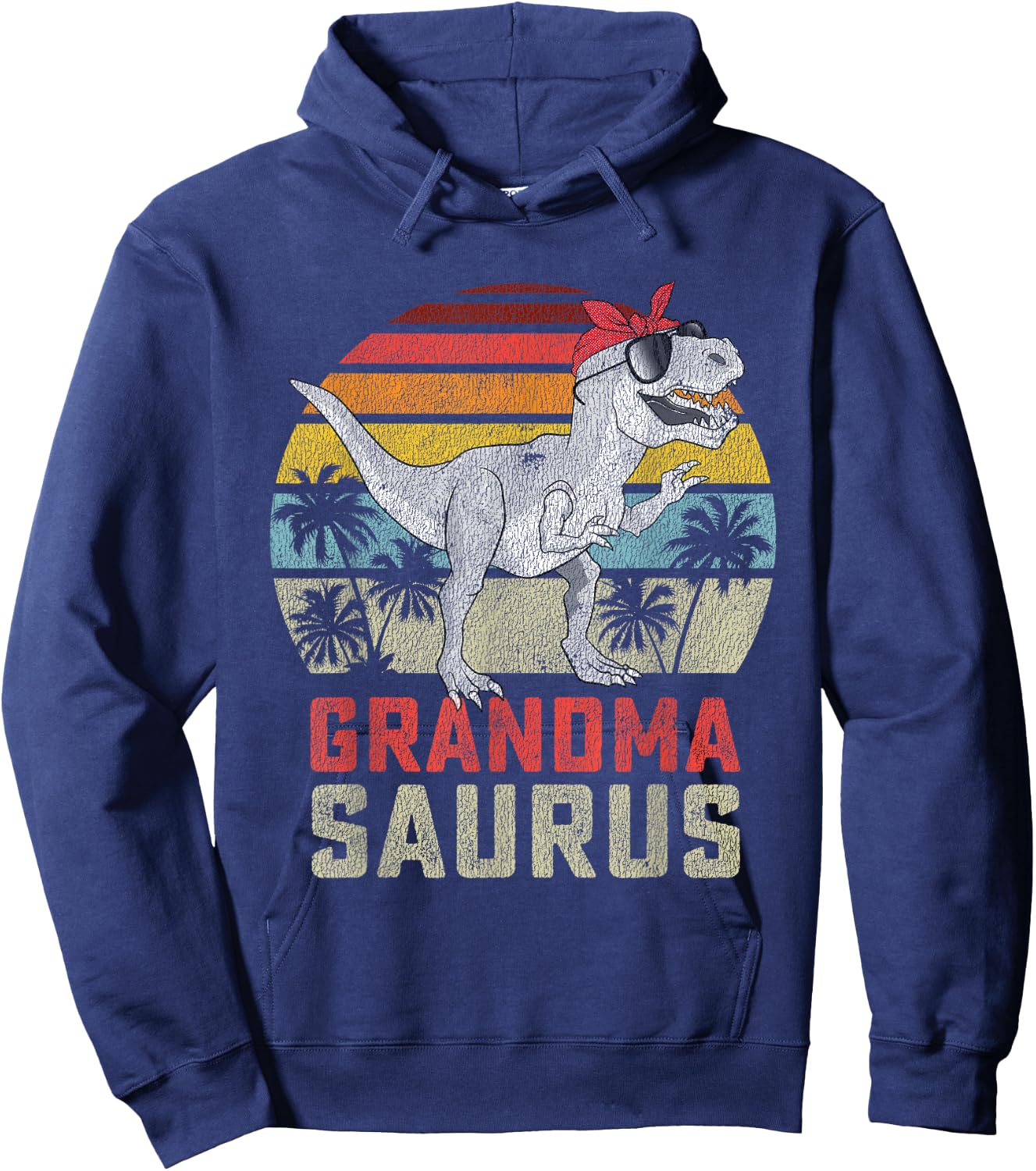 Grandmasaurus T Rex Dinosaur Grandma Saurus Family Matching Hoodie - Hoodie | Navy