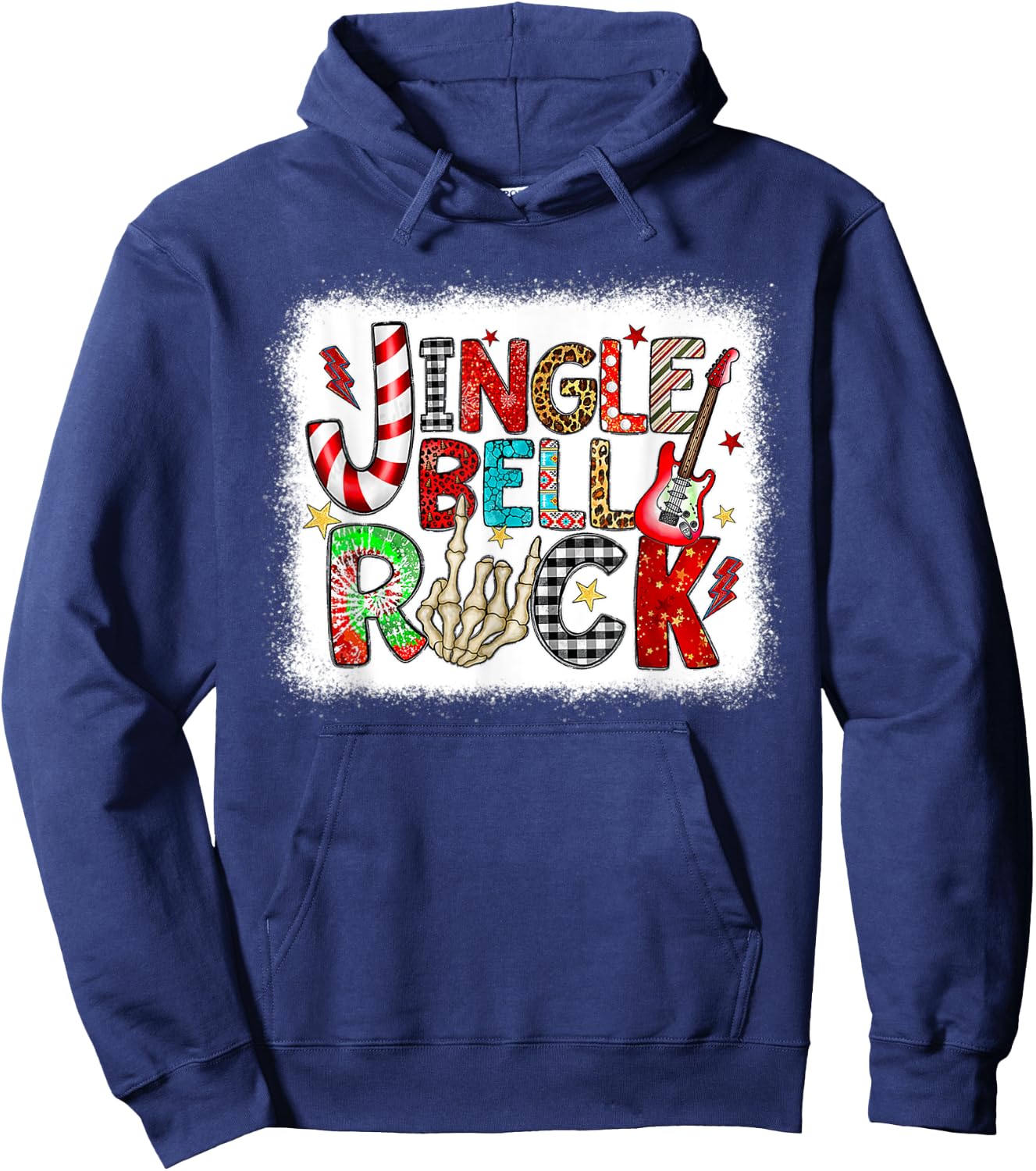Retro Rock Holiday Christmas Jingle Bell Rock Leopard Outfit Hoodie - Hoodie | Navy