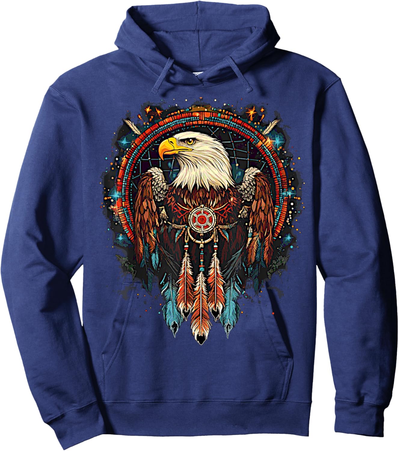 Native American Style Eagle Dream Catcher Indigenous Indian Hoodie - Hoodie | Navy
