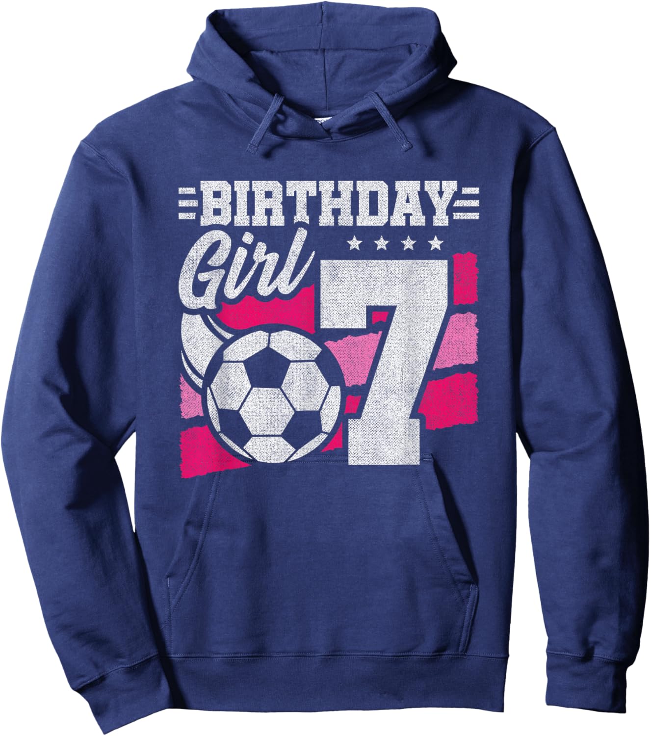 7 Year Old Soccer Birthday - Girls 7th Birthday Soccer Hoodie - Hoodie | Navy