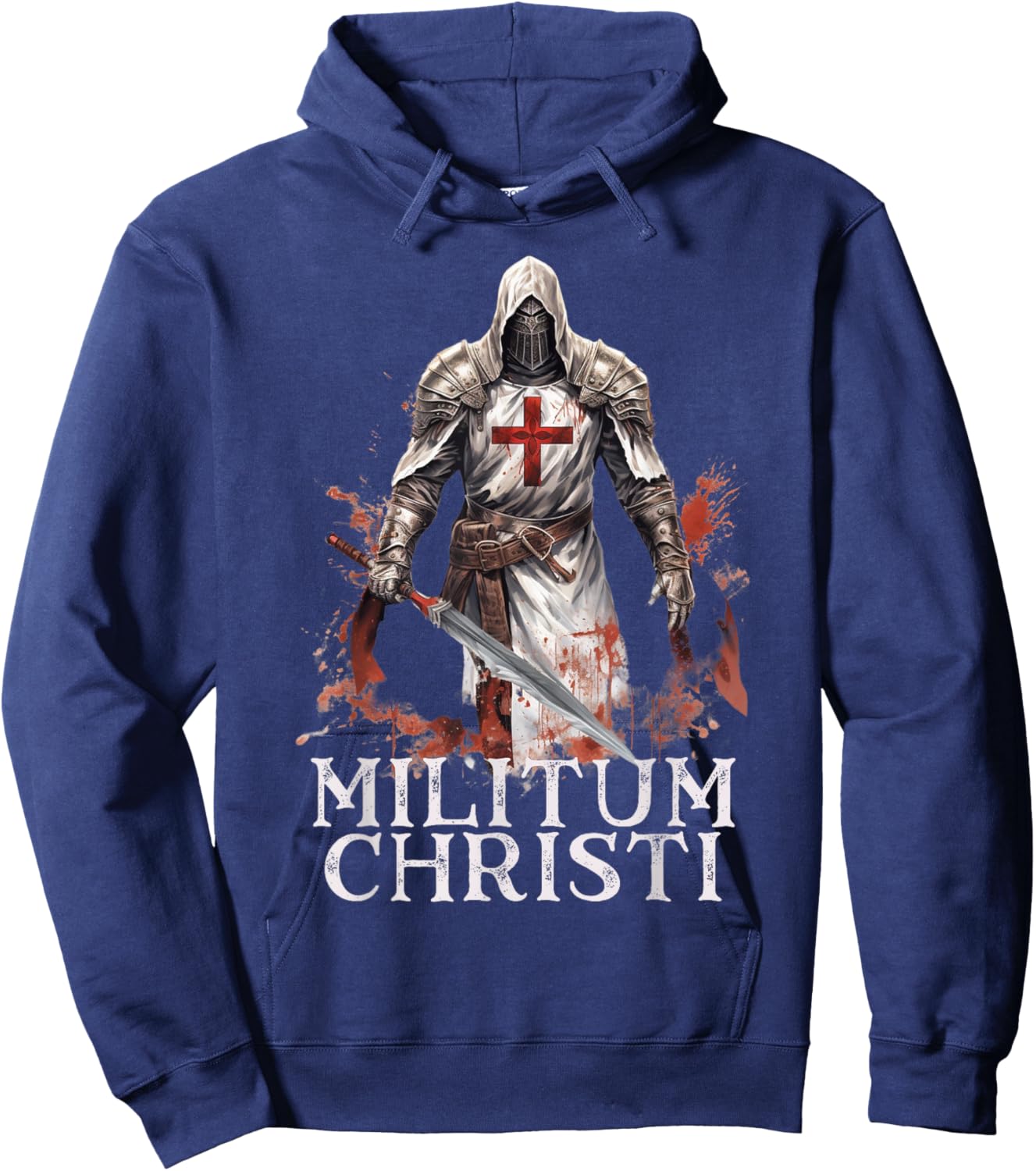 Modern Day Catholic Designs Catholic Knight Templar Crusader Cross Hoodie - Hoodie | Navy