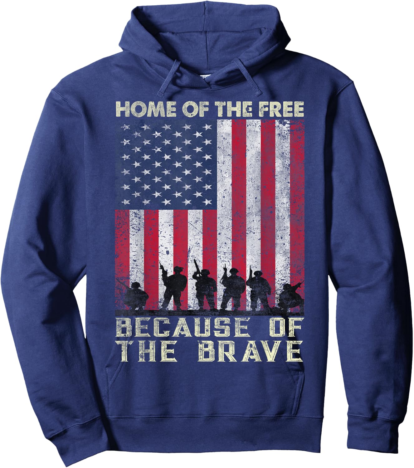 Home Of The Free Because Of The Brave American Flag Hoodie - Hoodie | Navy