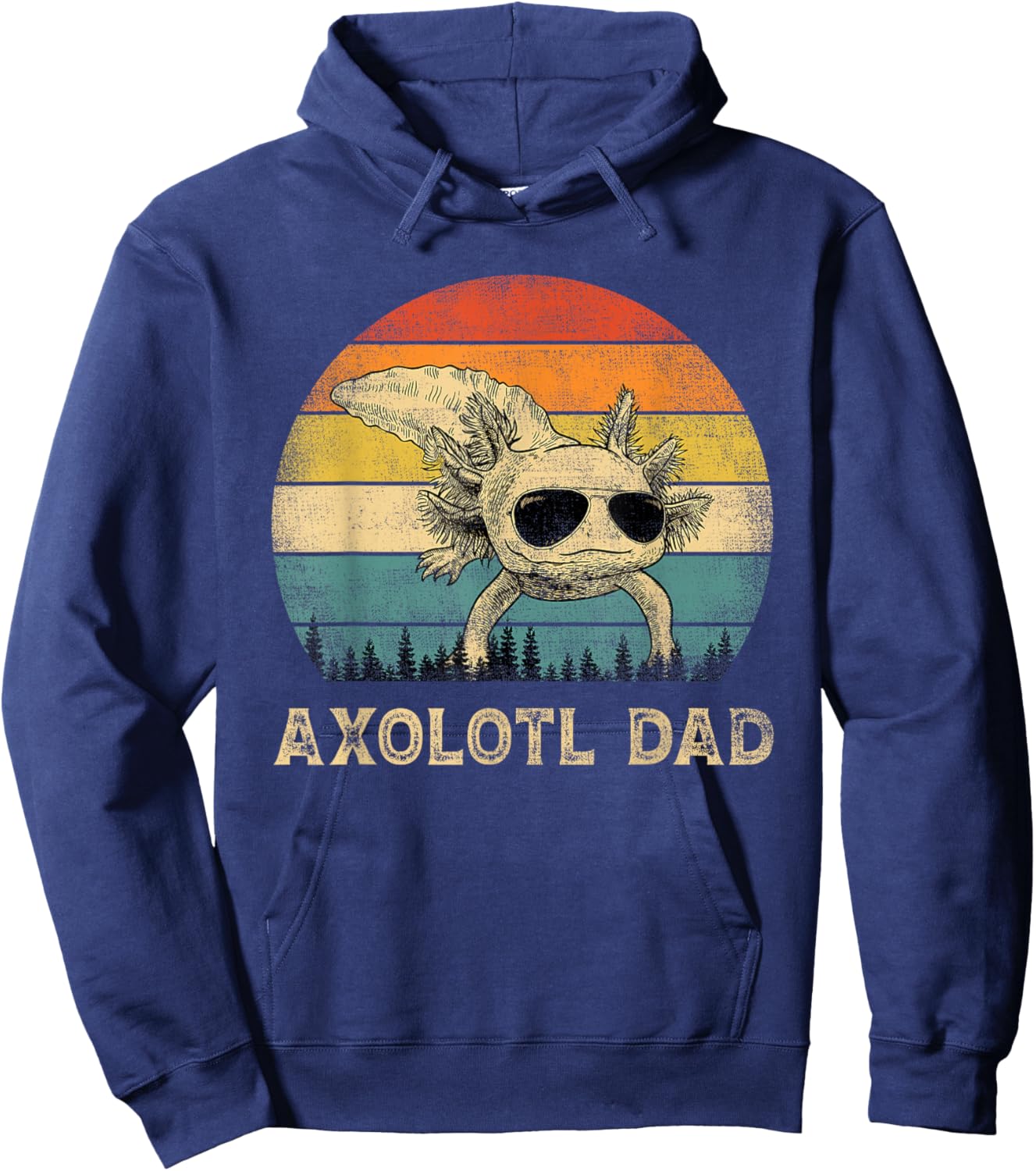 Vintage Axolotl Dad Axolotl Lovers Daddy Father's Day Hoodie - Hoodie | Navy
