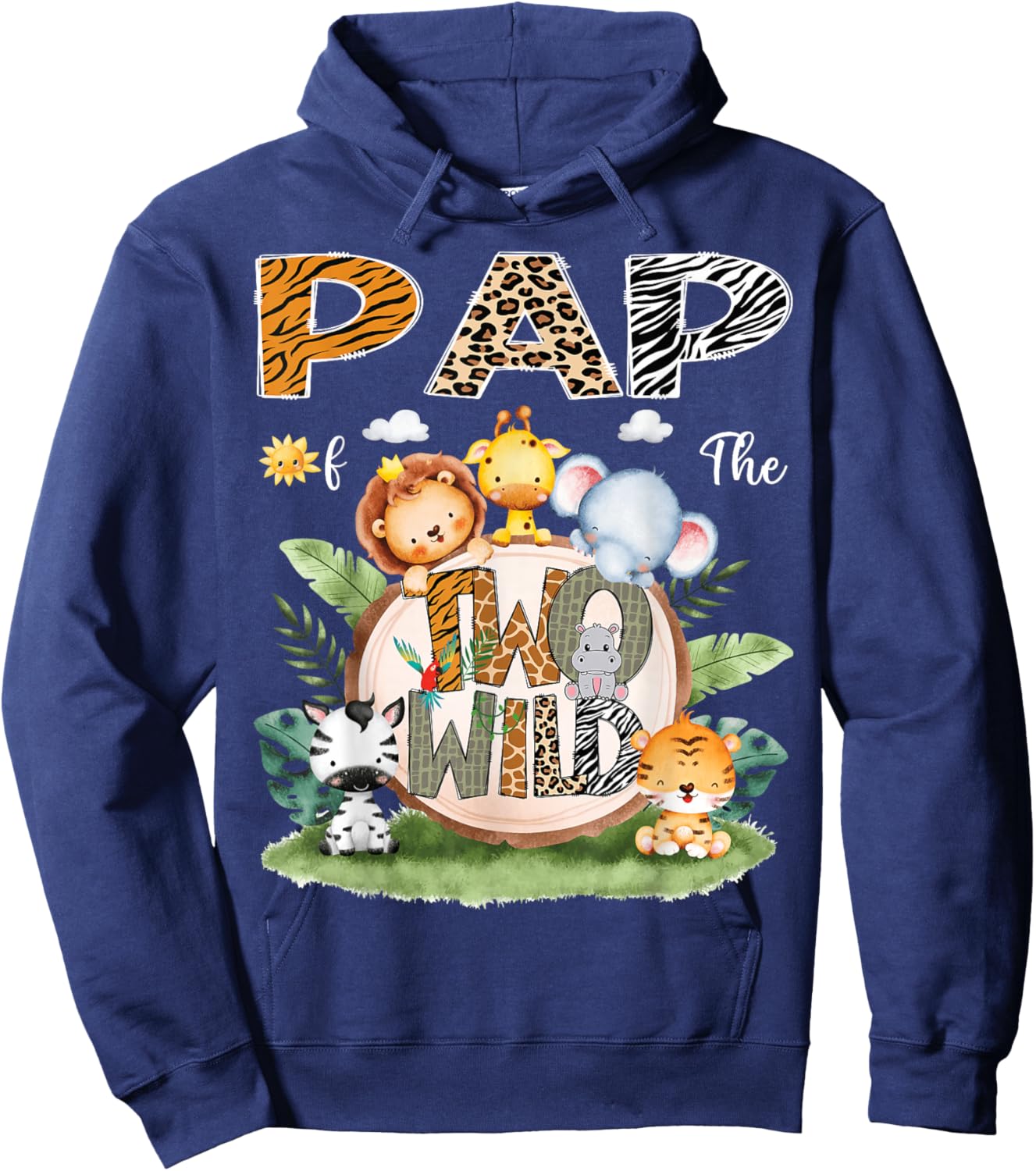 Pap Of The Two Wild 2Nd Birthday Safari Animal Lover Hoodie - Hoodie | Navy