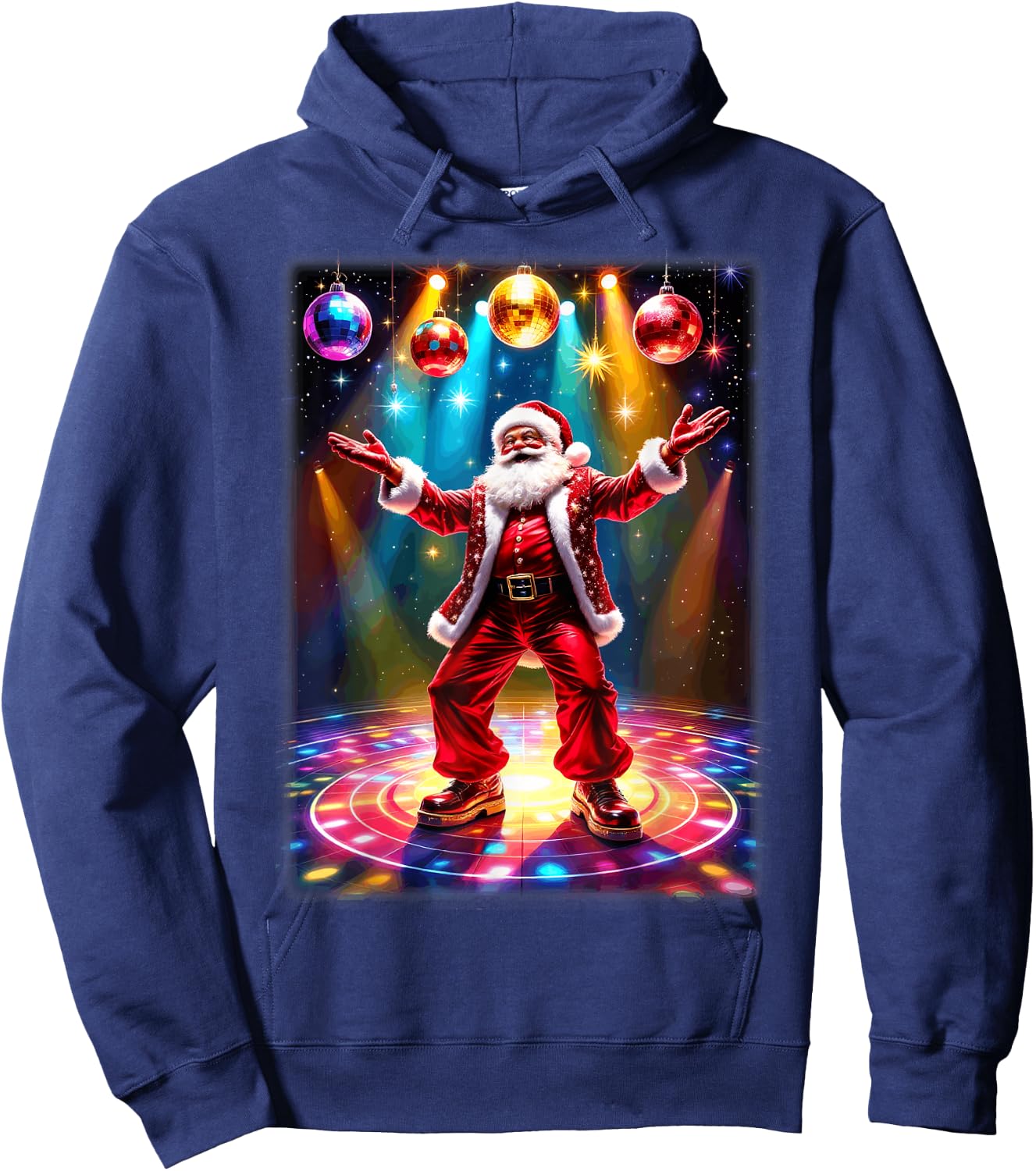 Retro Disco Santa Funky Vintage Christmas Hoodie - Hoodie | Navy