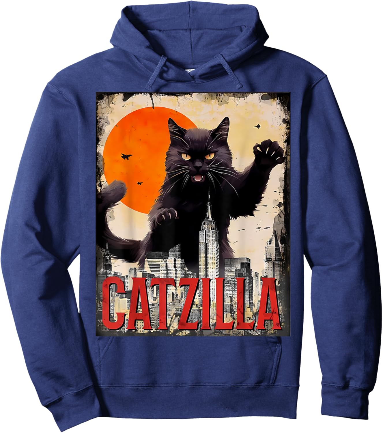 Catzilla Cat Art Funny Cat Gifts Hoodie - Hoodie | Navy