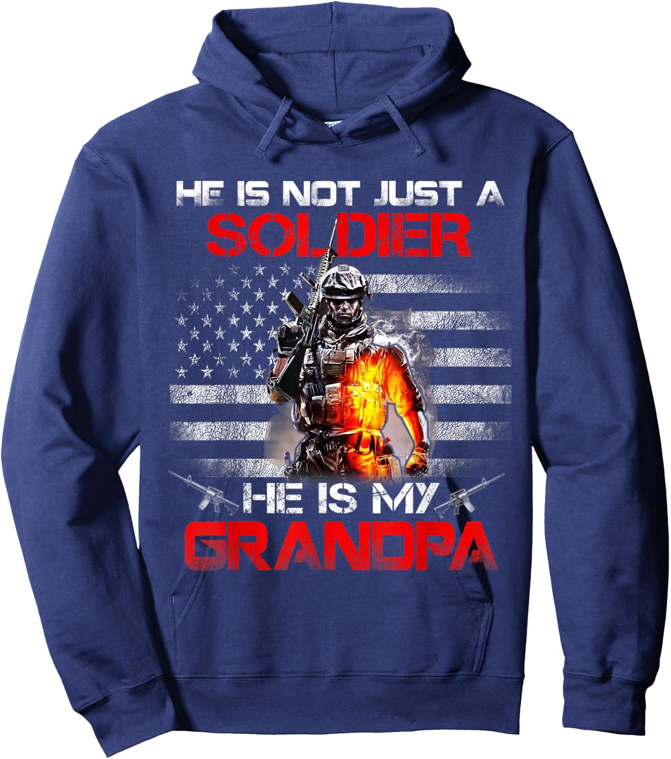 My Grandpa Is A Soldier Proud Army Grandson Granddaughter Hoodie - Hoodie | Navy