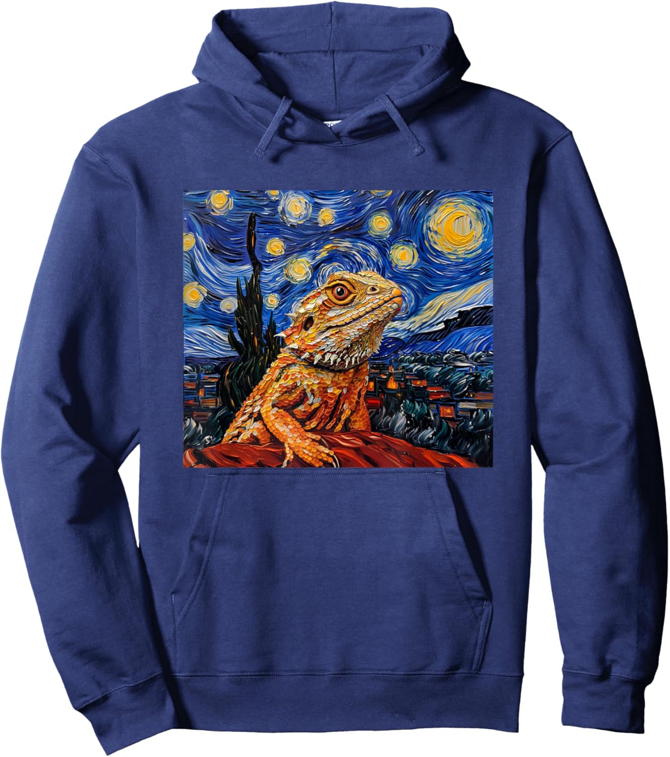 Tiny Dinosaur Beardie Starry Night Bearded Dragon Lover Hoodie - Hoodie | Navy