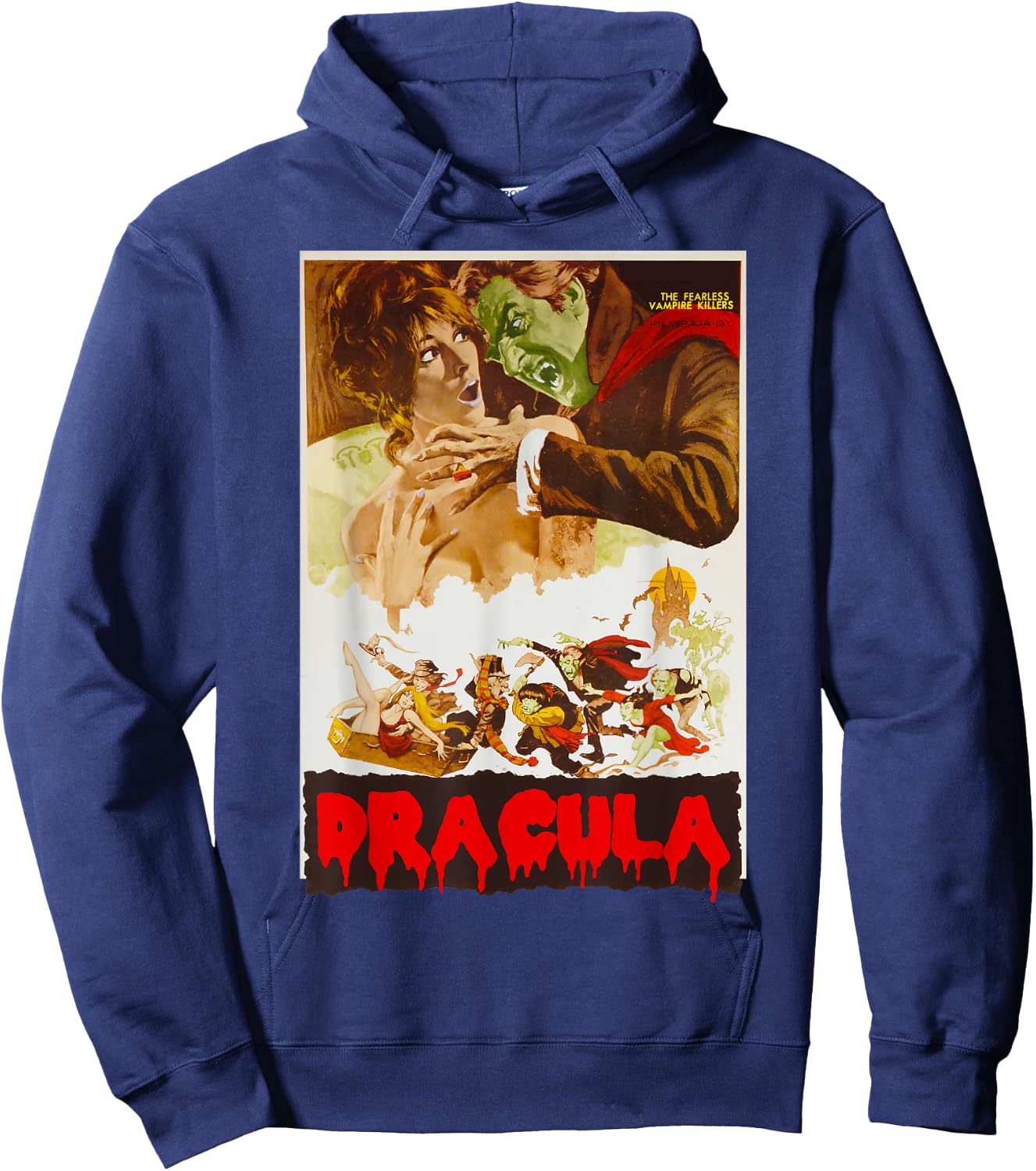 Retro Halloween Monster Poster Horror Movie Vampire Dracula Hoodie - Hoodie | Navy