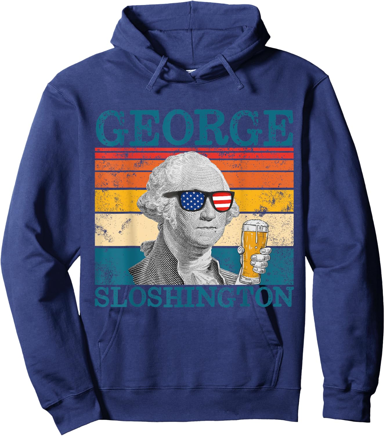 George Sloshington Retro Drinking President Washington Hoodie - Hoodie | Navy