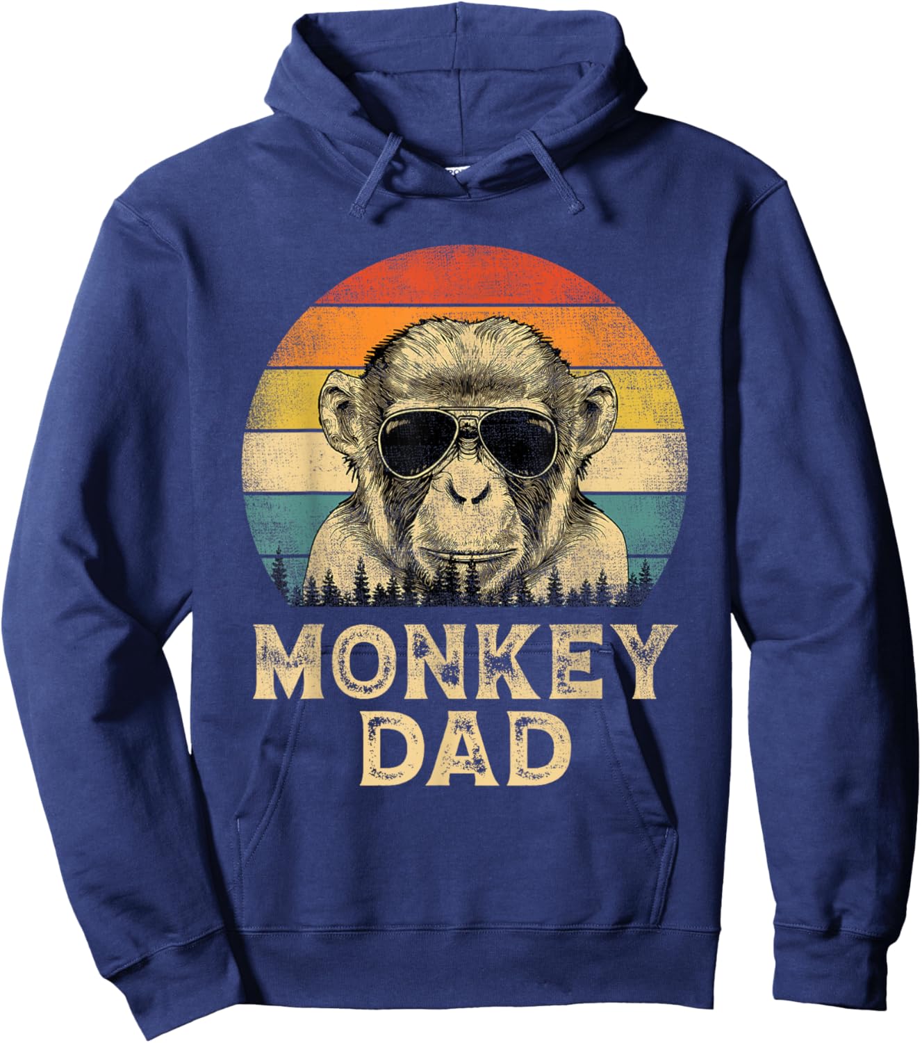 Vintage Monkey Dad Monkey Lovers Daddy Father's Day Hoodie - Hoodie | Navy