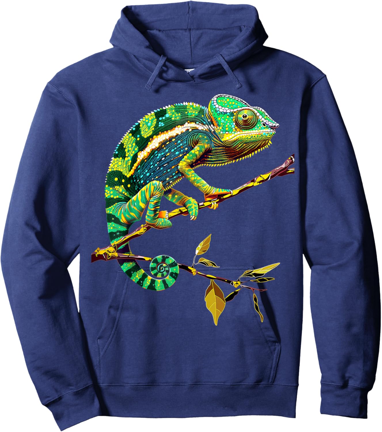 Chameleon Lizard Reptile Chameleon Iguana Chameleon , Black, S Hoodie - Hoodie | Navy