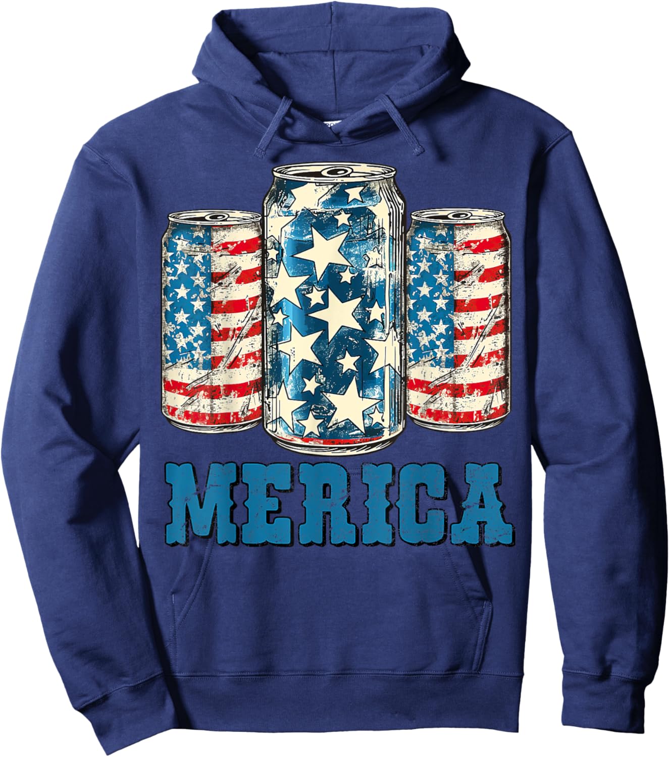 Beer American Flag Funny 4th Of July Merica USA Drinking Men Hoodie - Hoodie | Navy