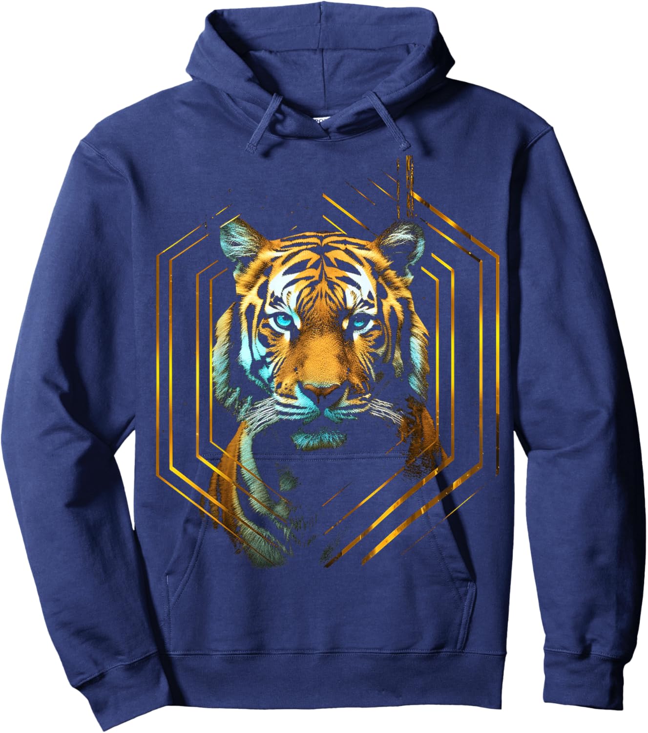 Tiger Fantasy Art Animal Love Geometric Graphic Tiger Hoodie - Hoodie | Navy