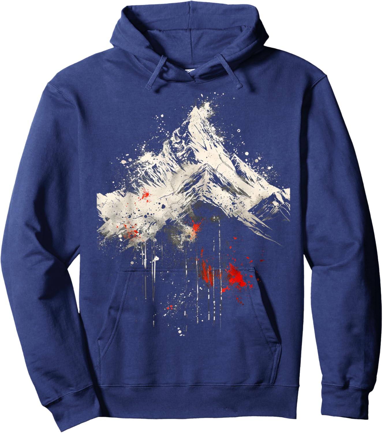 Abstract Mountain Black White Red Art Hoodie - Hoodie | Navy