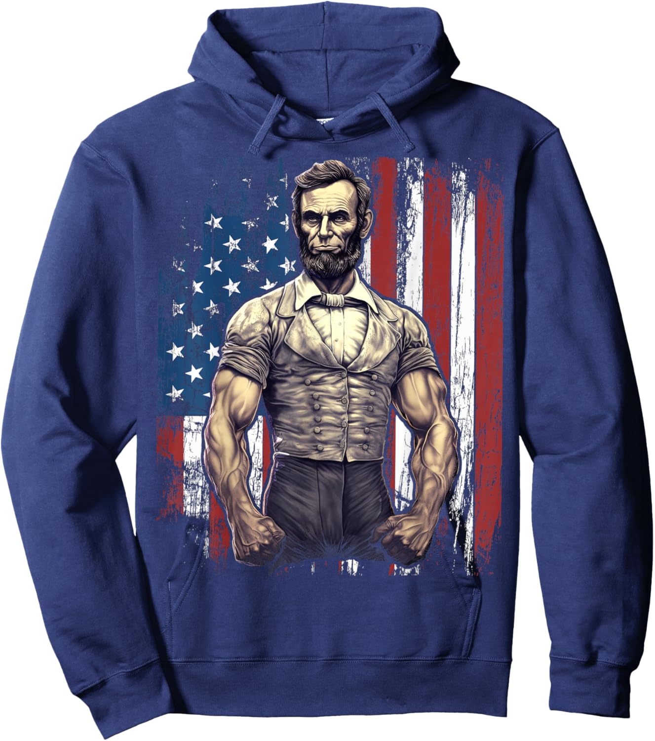 4th of July Patriotic Funny Abraham Lincoln Graphic July 4th Hoodie - Hoodie | Navy