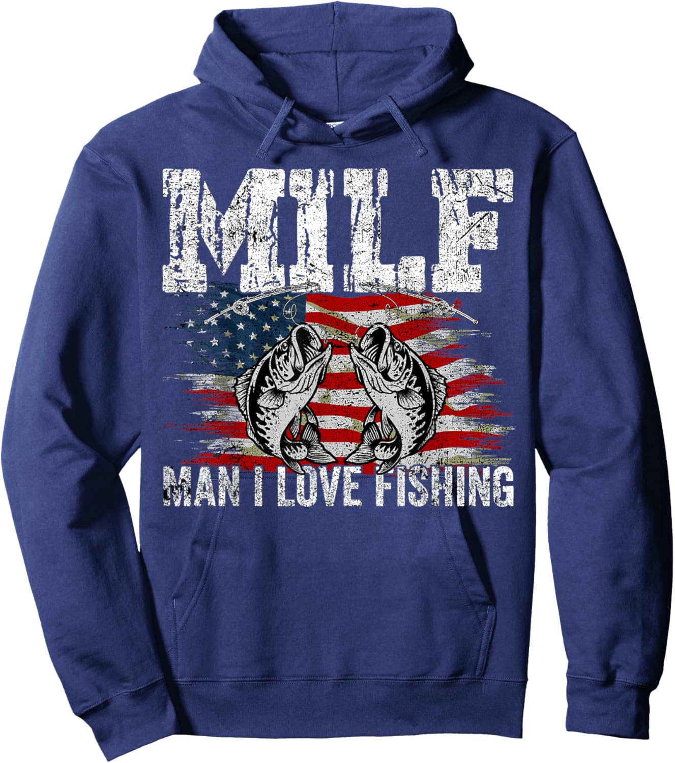 Vintage retro M.I.L.F Man I Love Fishing Funny Fishing MILF Hoodie - Hoodie | Navy