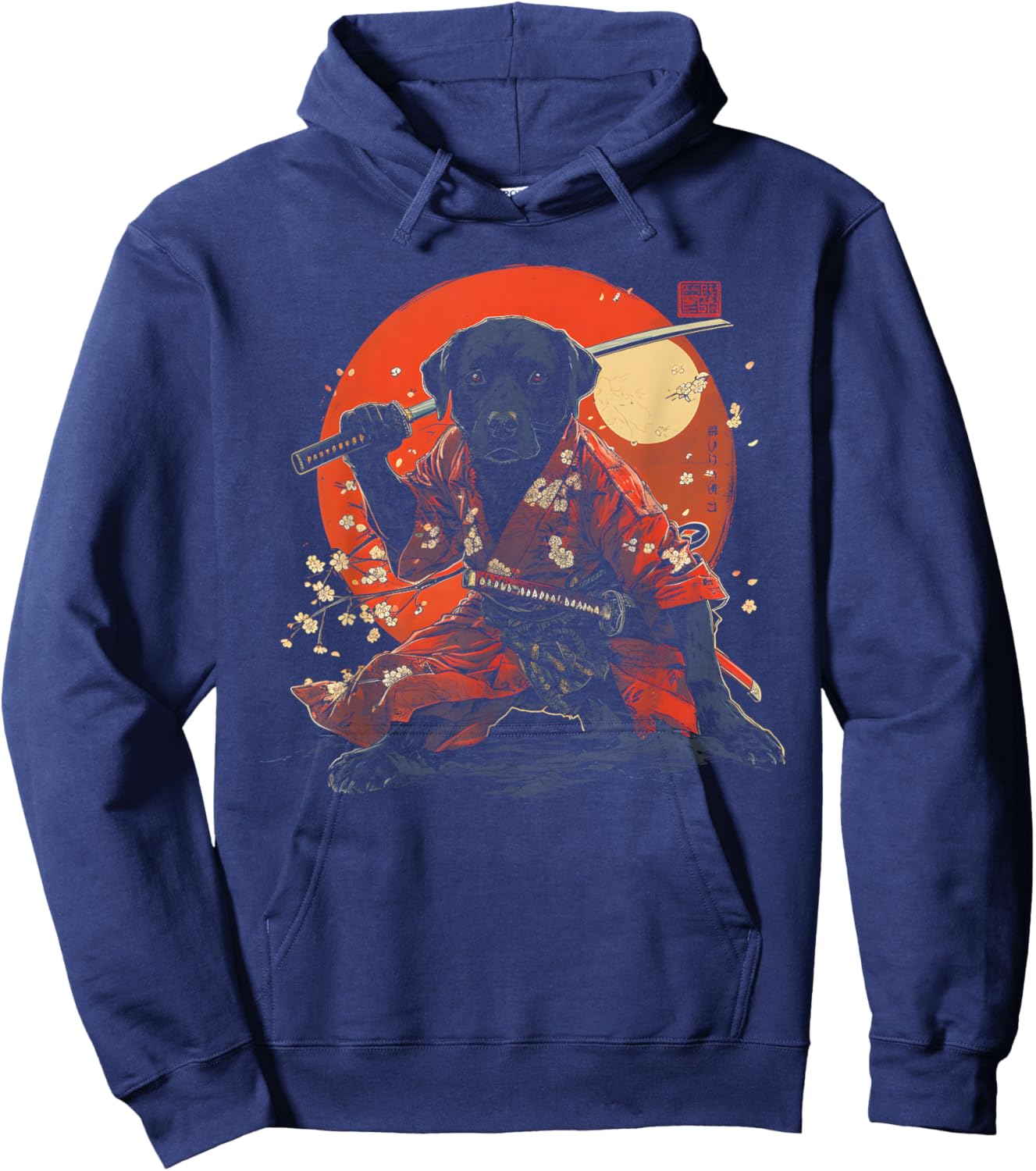 Labrador Retriever Dad Cute Japanese Anime Stuff Samurai Dog Women Kids Hoodie - Hoodie | Navy