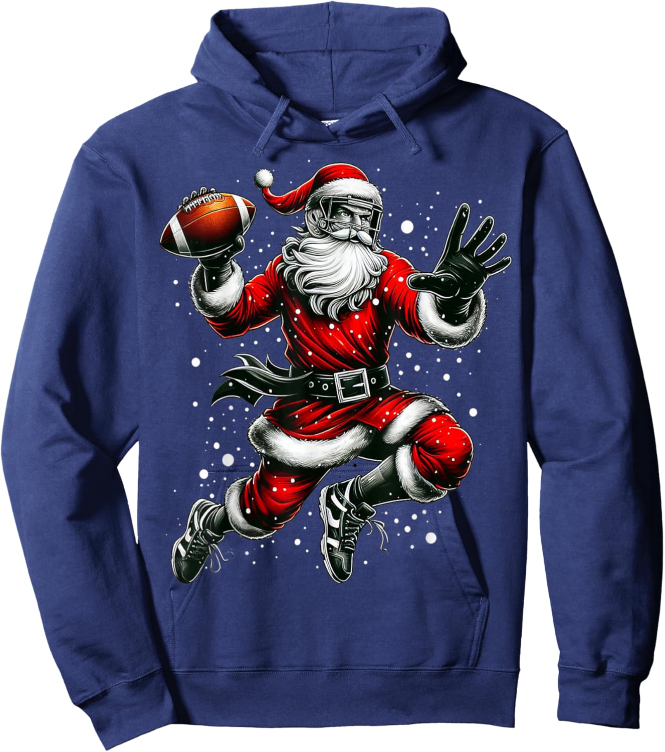 Santa Claus Playing American Football Christmas Football Fan Hoodie - Hoodie | Navy