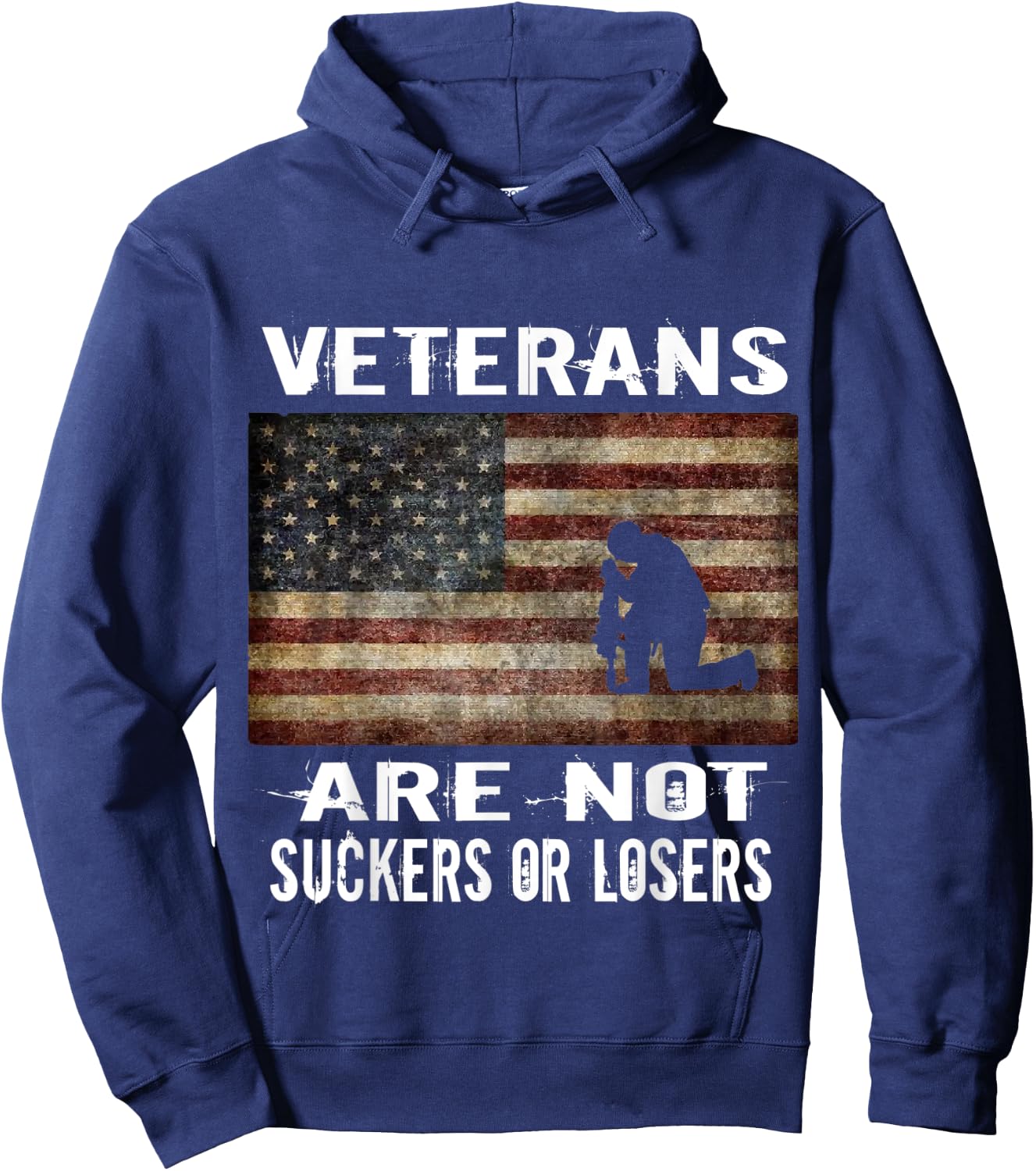 Veterans Are Not Losers or Suckers Women Men Anti Trump Hoodie - Hoodie | Navy