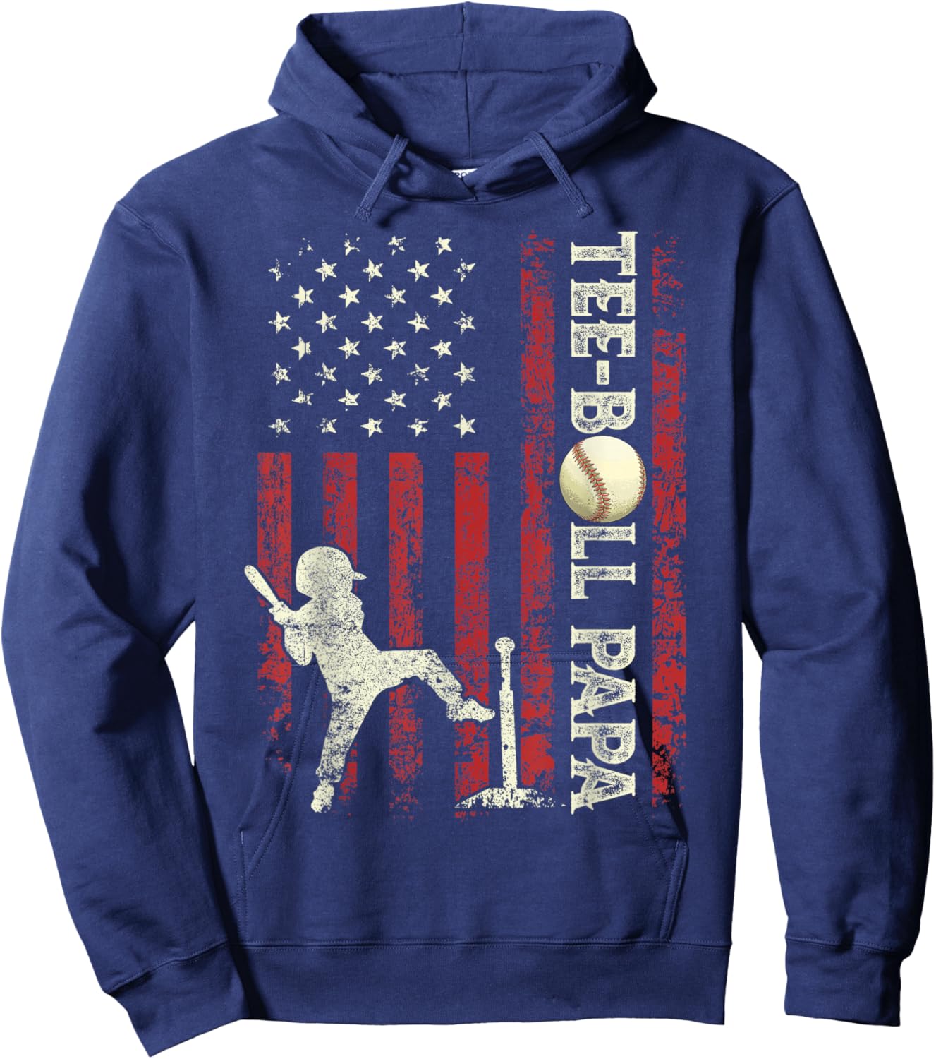 Ball Papa US Flag Gifts Dad Men Patriotic Fathers Day Hoodie - Hoodie | Navy