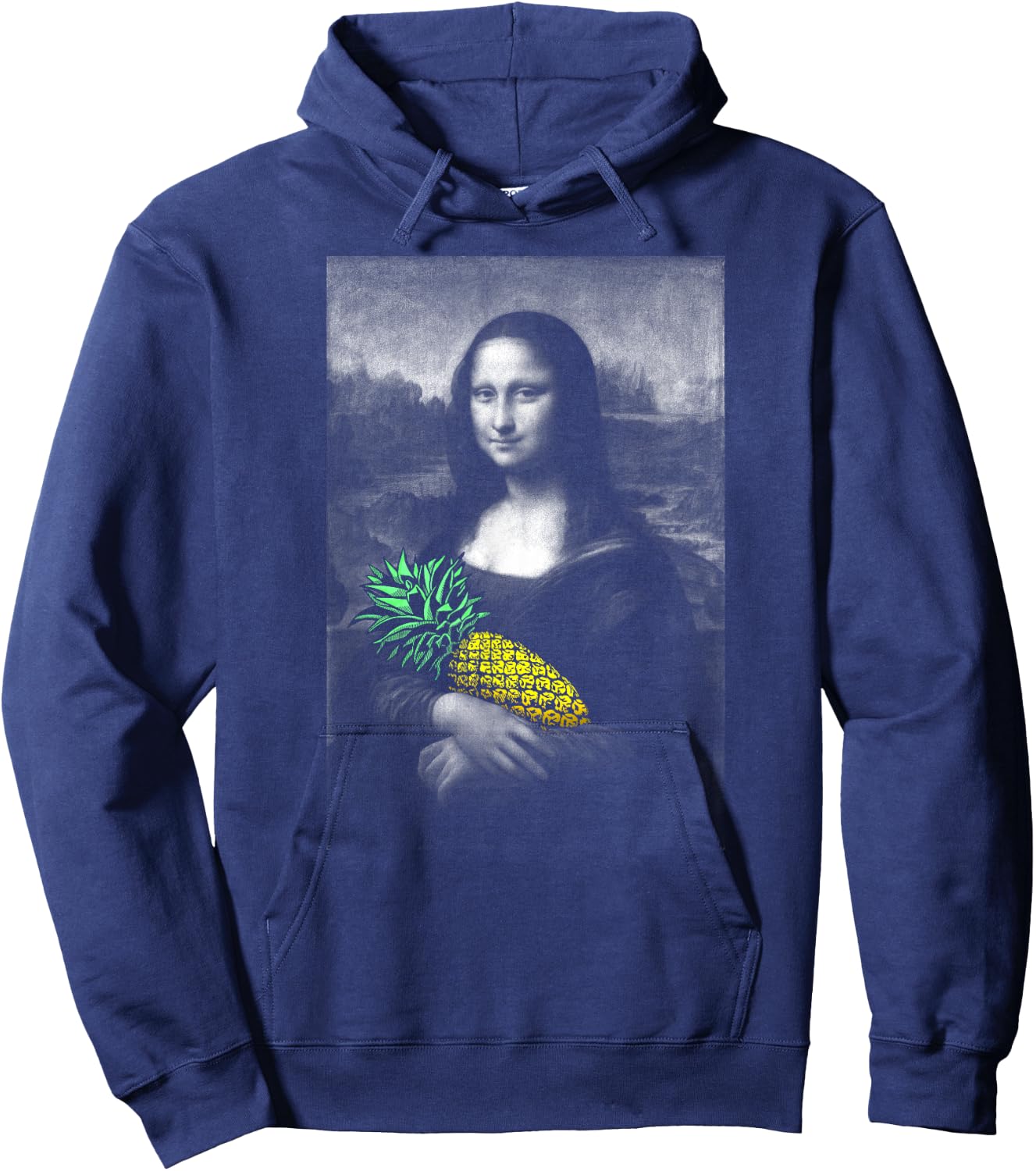 Mona Lisa with Pineapple Funny Mashup Hoodie - Hoodie | Navy