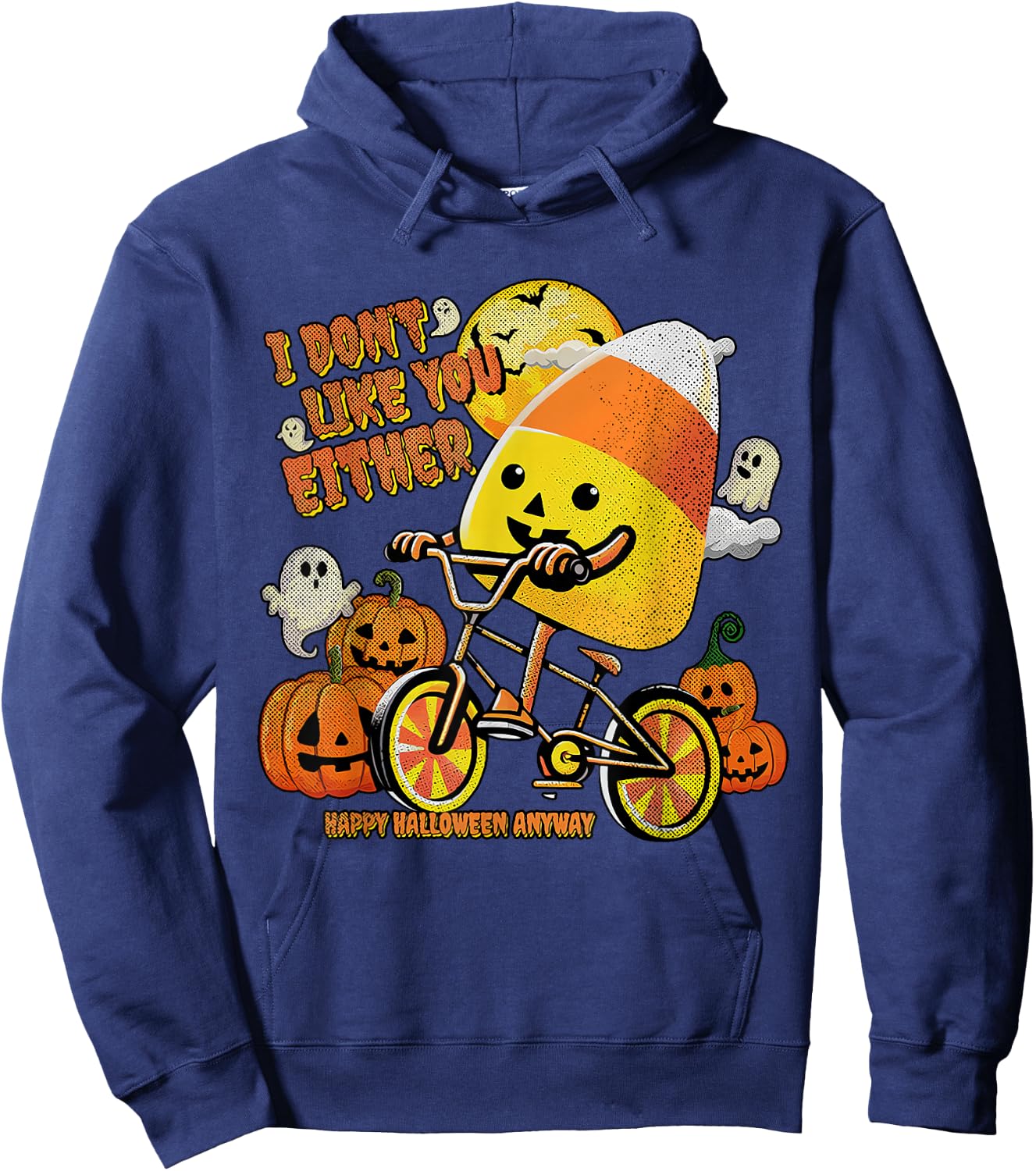 Halloween Costume Team Candy Corn I Don't Like You Either Hoodie - Hoodie | Navy