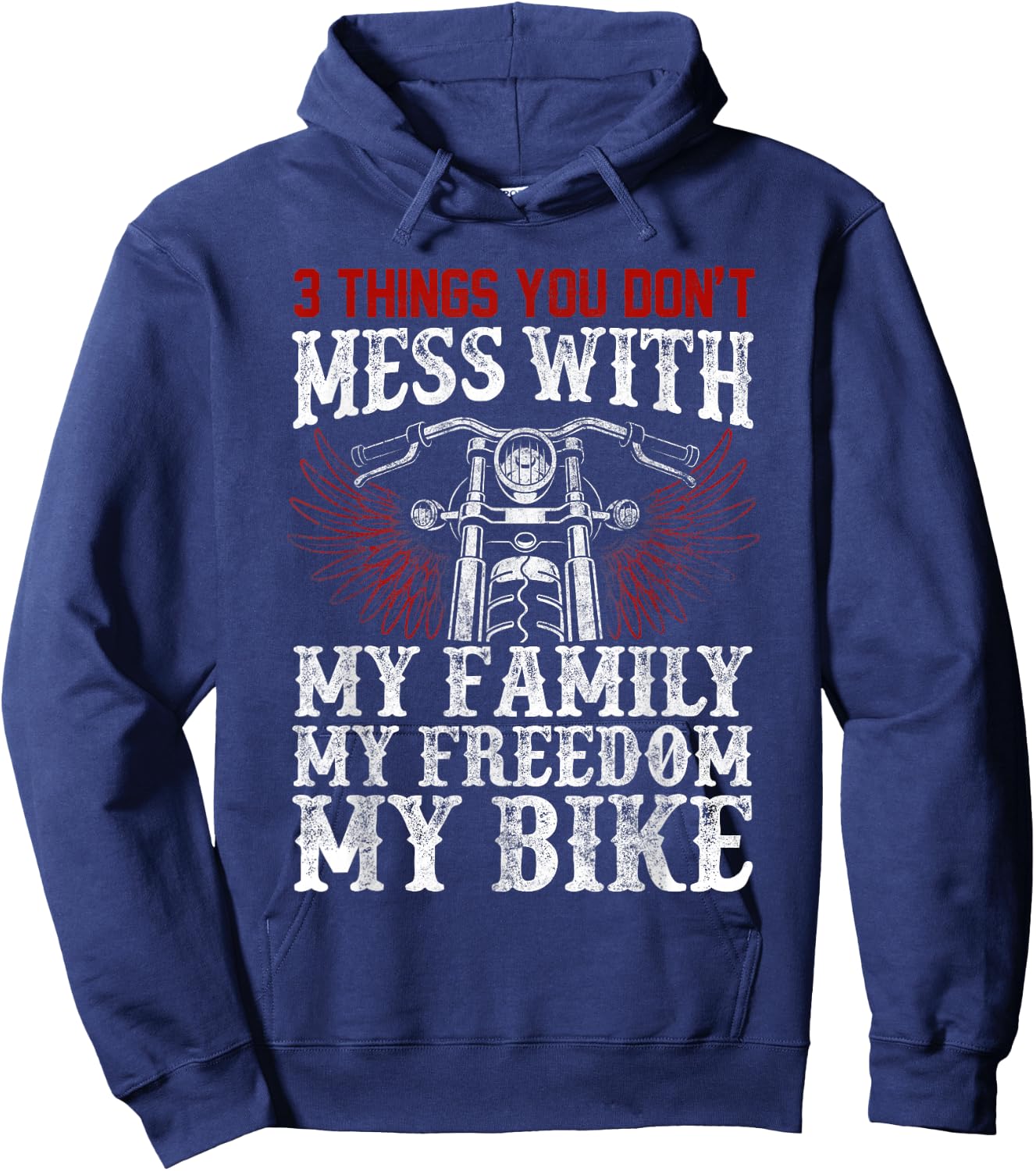 Classic Motorcycle Biker My Family My Freedom My Bike Hoodie - Hoodie | Navy