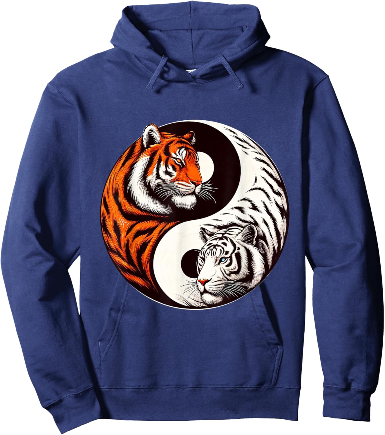 Yin Yang Orange Tiger White Tiger Tigers Hoodie - Hoodie | Navy