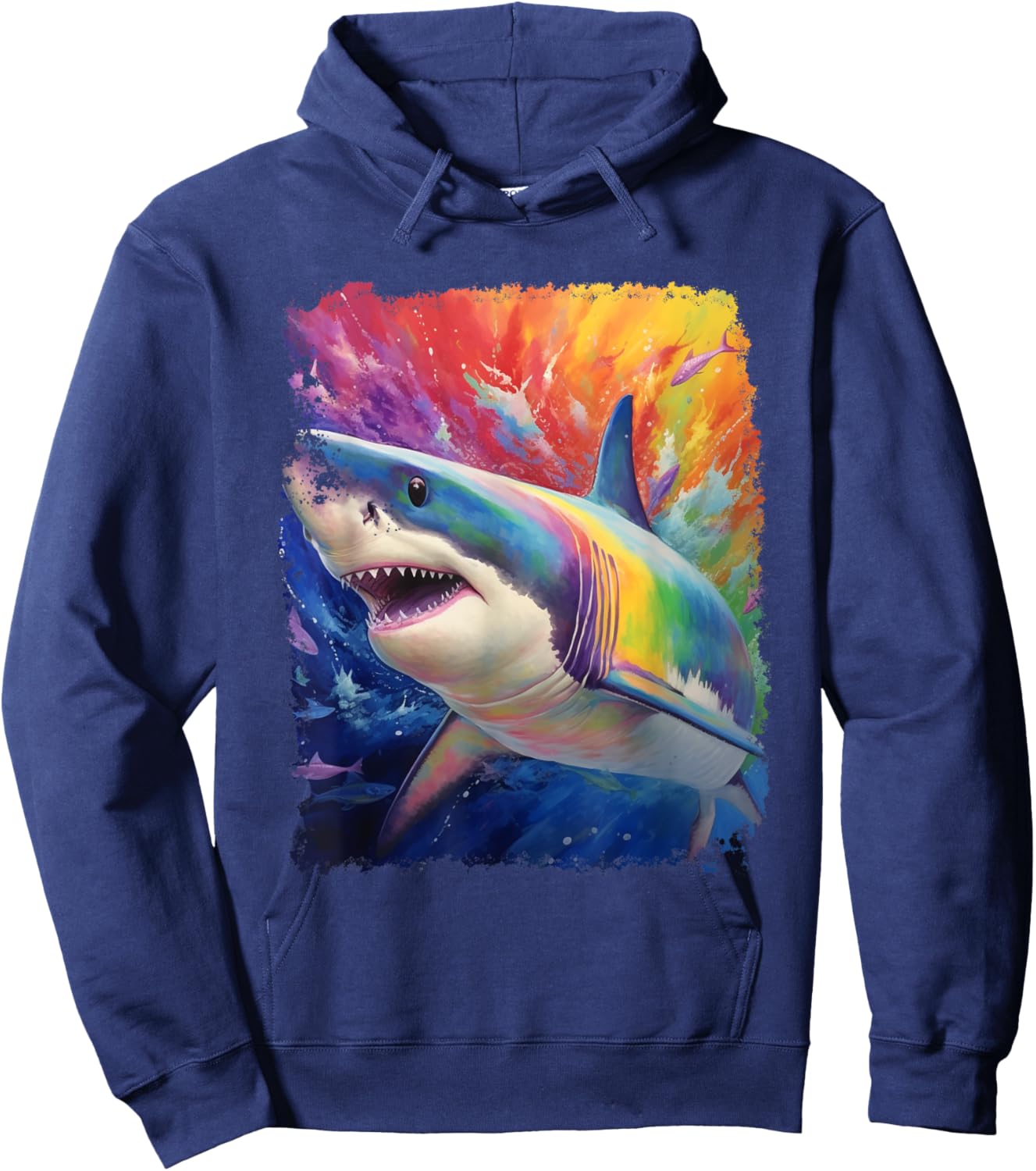 Pop Art Rainbow Shark Hoodie - Hoodie | Navy