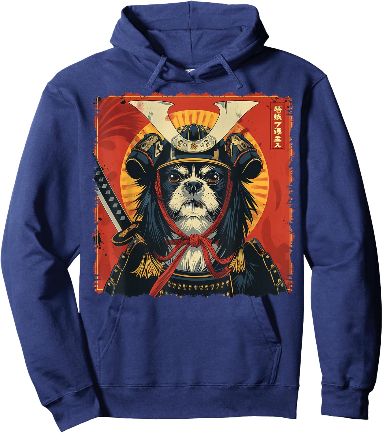 Japanese Chin Dog Japanese Art Samurai Ukiyo-e Vintage Hoodie - Hoodie | Navy