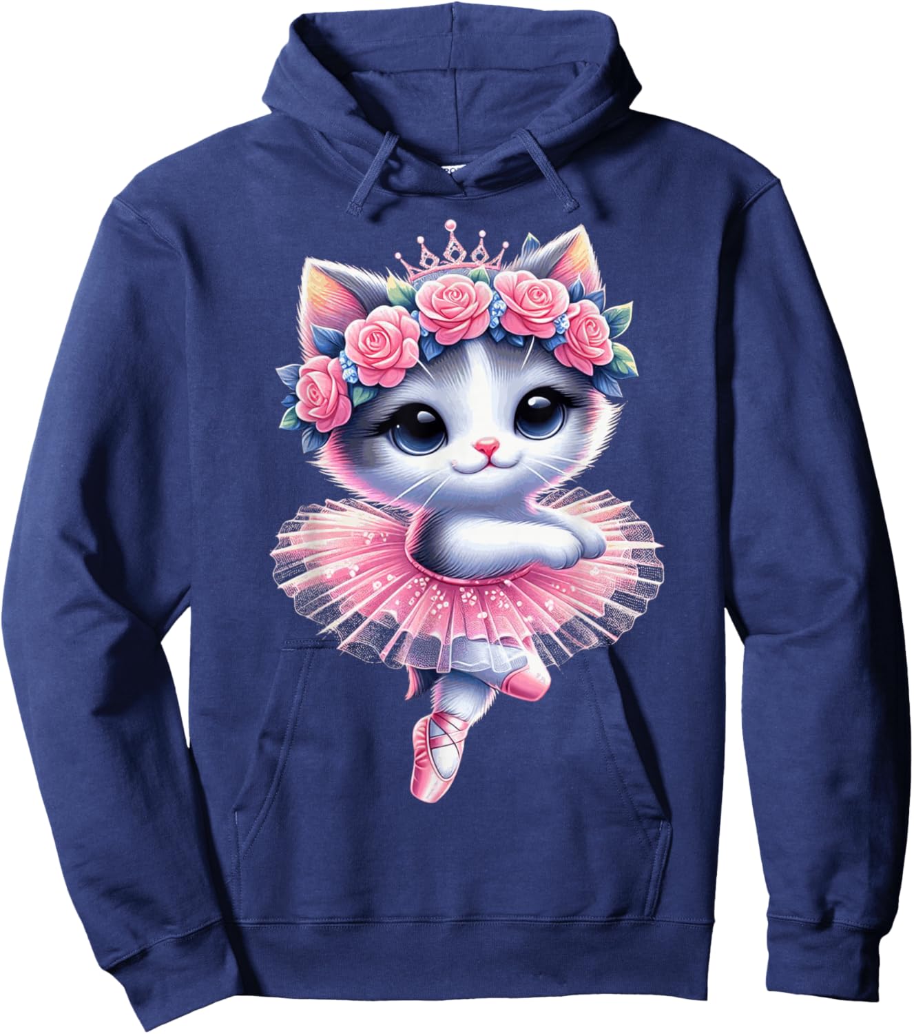 Cute Ballet Kitten Ballerina Cat Dancing Gracefully Tutu Art Hoodie - Hoodie | Navy