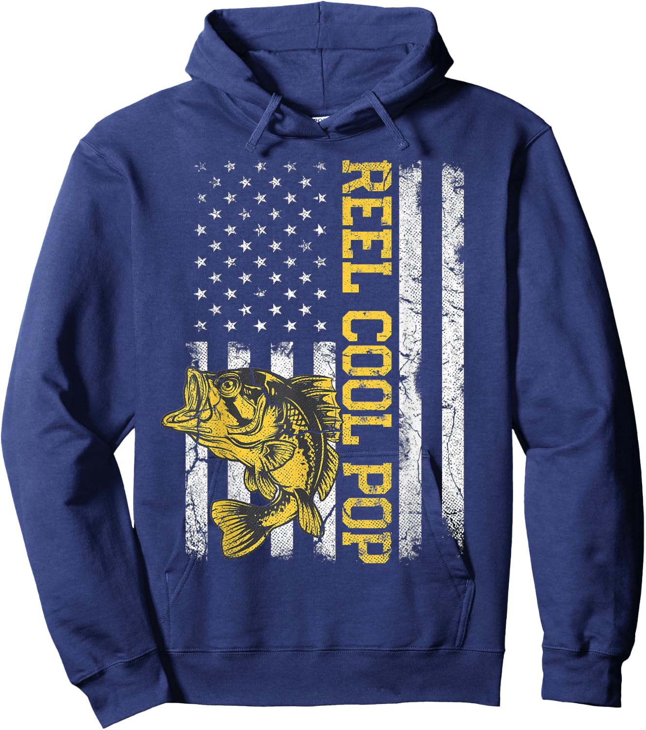 Father's Day Gift Fishing Reel Cool Pop American Flag Dad Hoodie - Hoodie | Navy