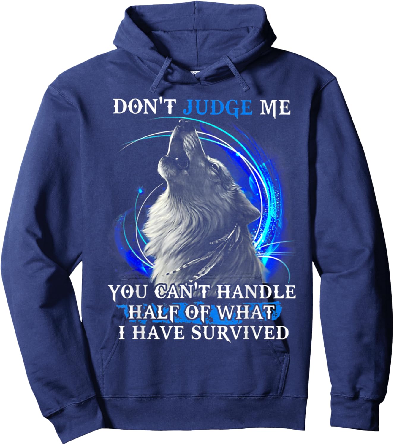 Wolf Don't Judge Me You Can't Handle Half Hoodie - Hoodie | Navy