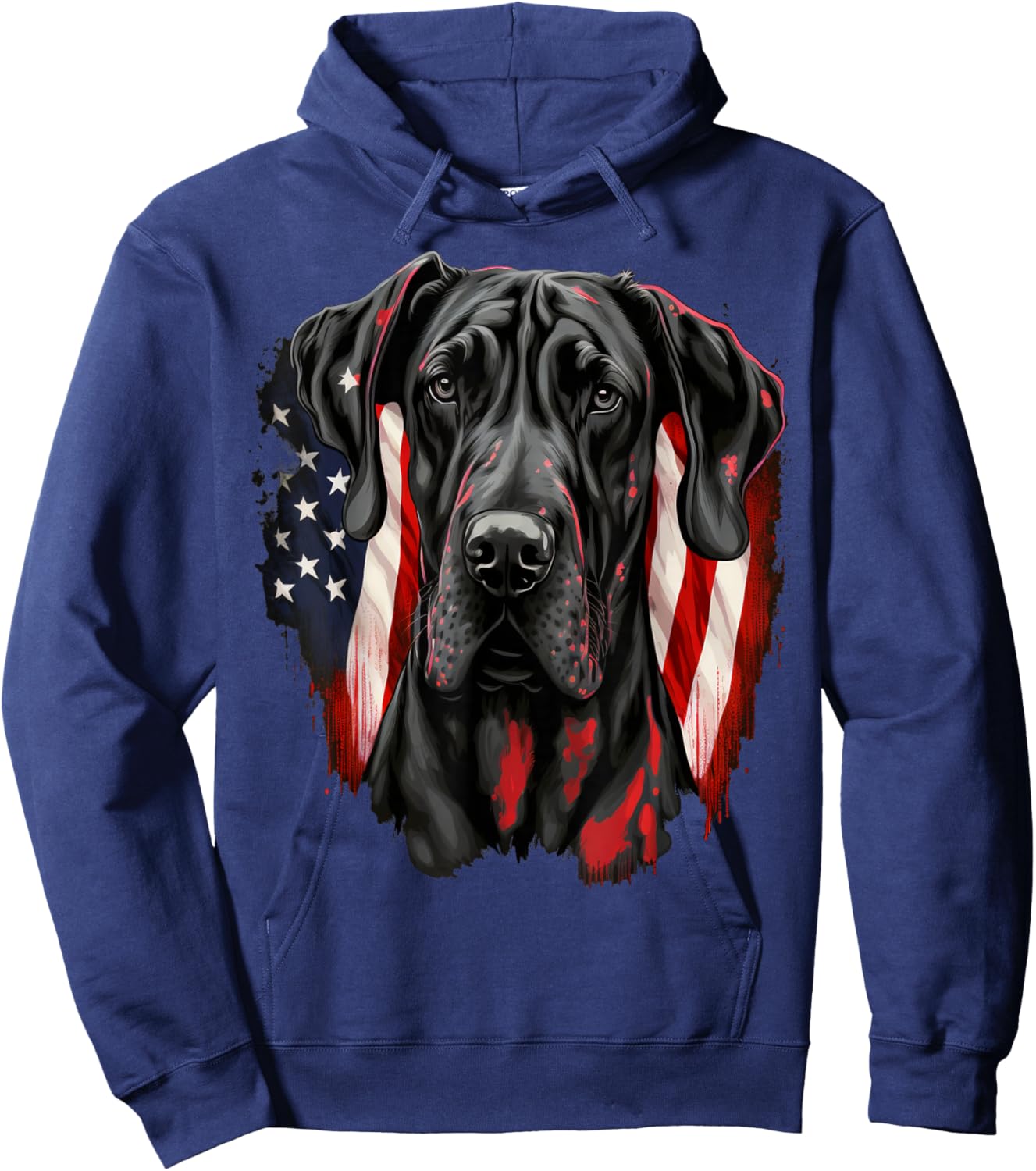 USA 4th of July Great Dane on Patriotic American Great Dane Hoodie - Hoodie | Navy