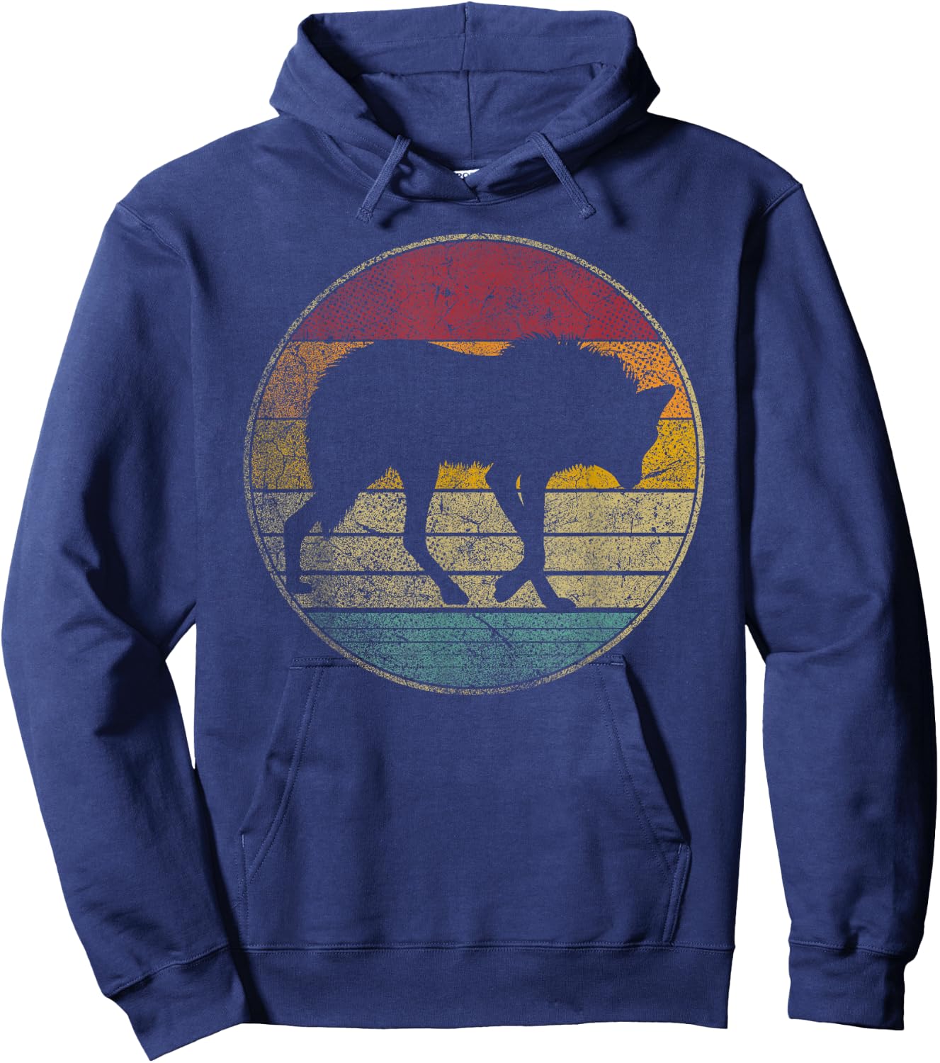 Maned Wolf - Retro Style Sunset Vintage 70s 80s 90s Hoodie - Hoodie | Navy
