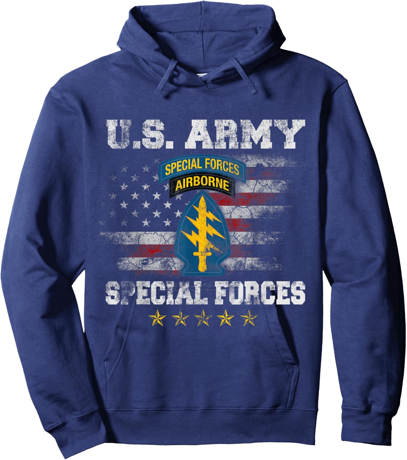 Special Forces Group Airborne Veteran Flag SFG 4th of July Hoodie - Hoodie | Navy