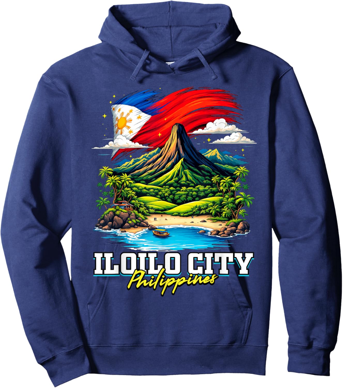 Iloilo City Philippines Souvenir Filipino Flag Hoodie - Hoodie | Navy