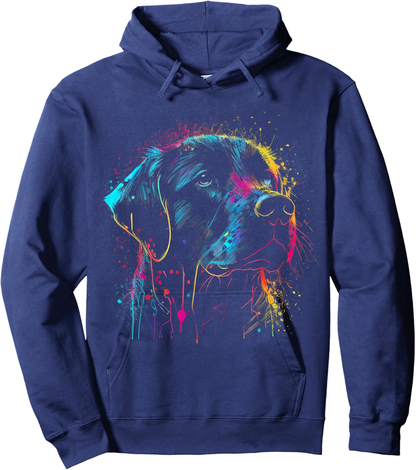 Schwarzer Labrador Hund Malerei Aquarell Farbe Bunte Mama Hoodie - Hoodie | Navy