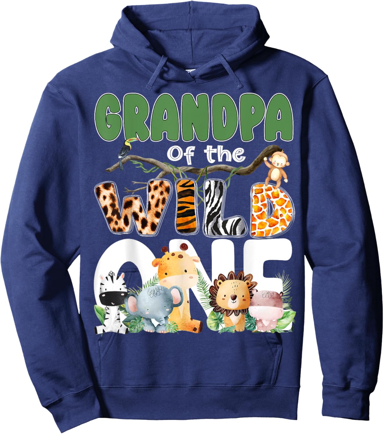 Grandpa Of The Wild One 1st Birthday Safari Family Matching Hoodie - Hoodie | Navy