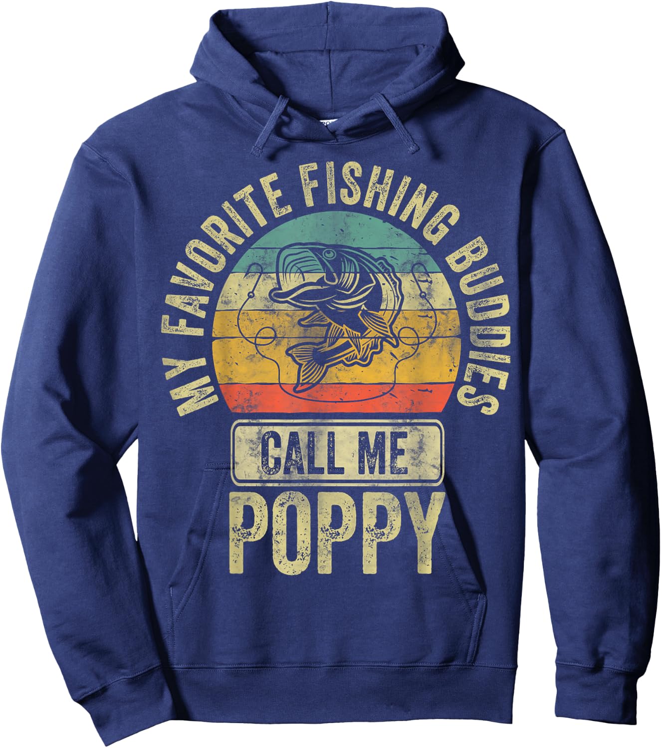 My Favorite Fishing Buddies Call Me Poppy Shirt Fisherman Hoodie - Hoodie | Navy
