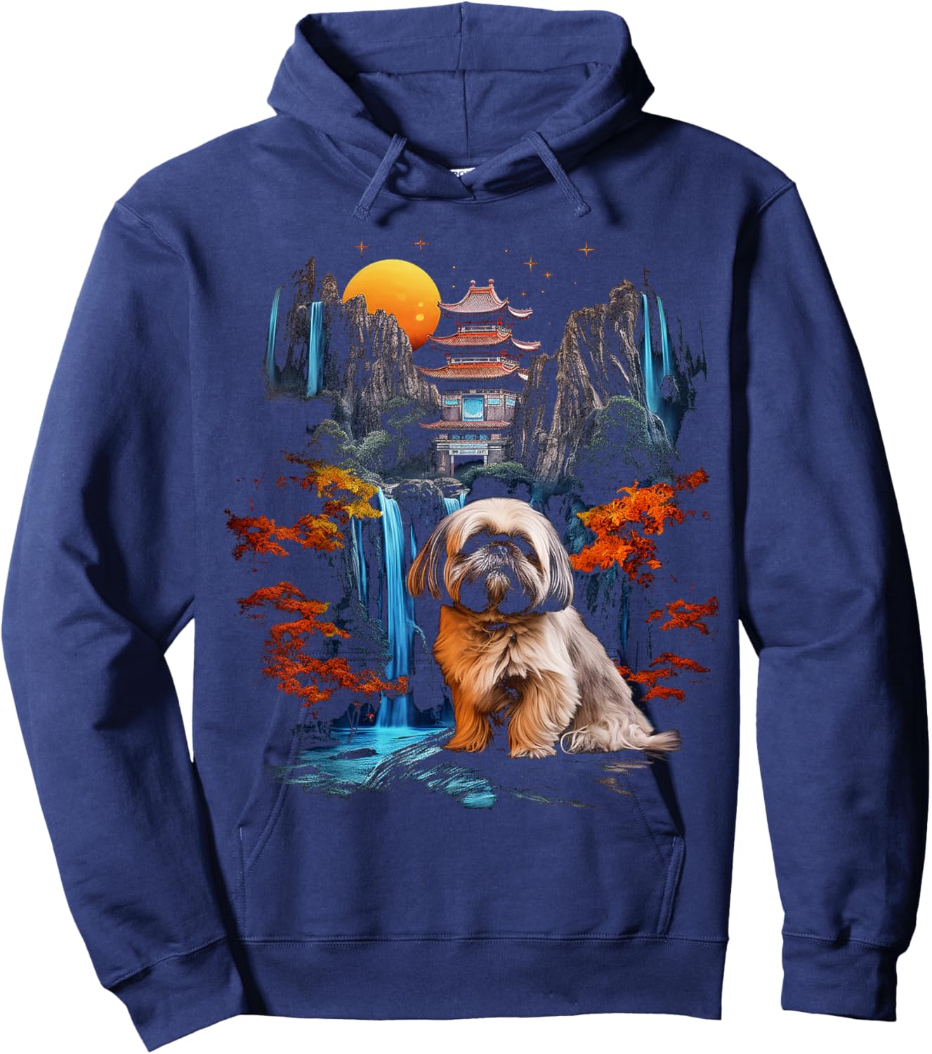 Shih Tzu Motif Pet Art Dog Shih Tzu Men Women Kids Hoodie - Hoodie | Navy