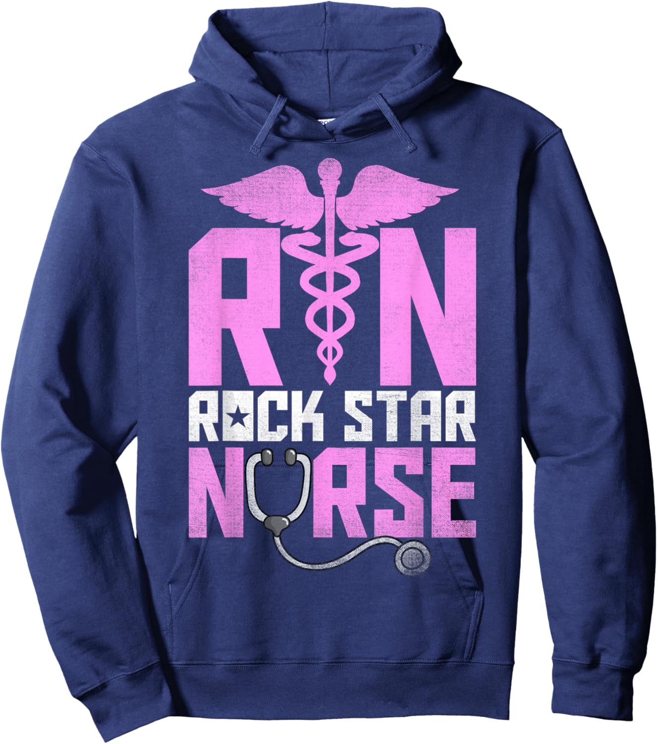 RN Rock Star Nurse - Nursing Stethoscope Registered Nurse Hoodie - Hoodie | Navy