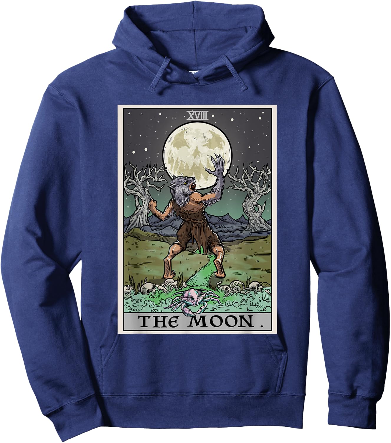 The Moon Tarot Card Halloween Werewolf Gothic Witch Horror Hoodie - Hoodie | Navy