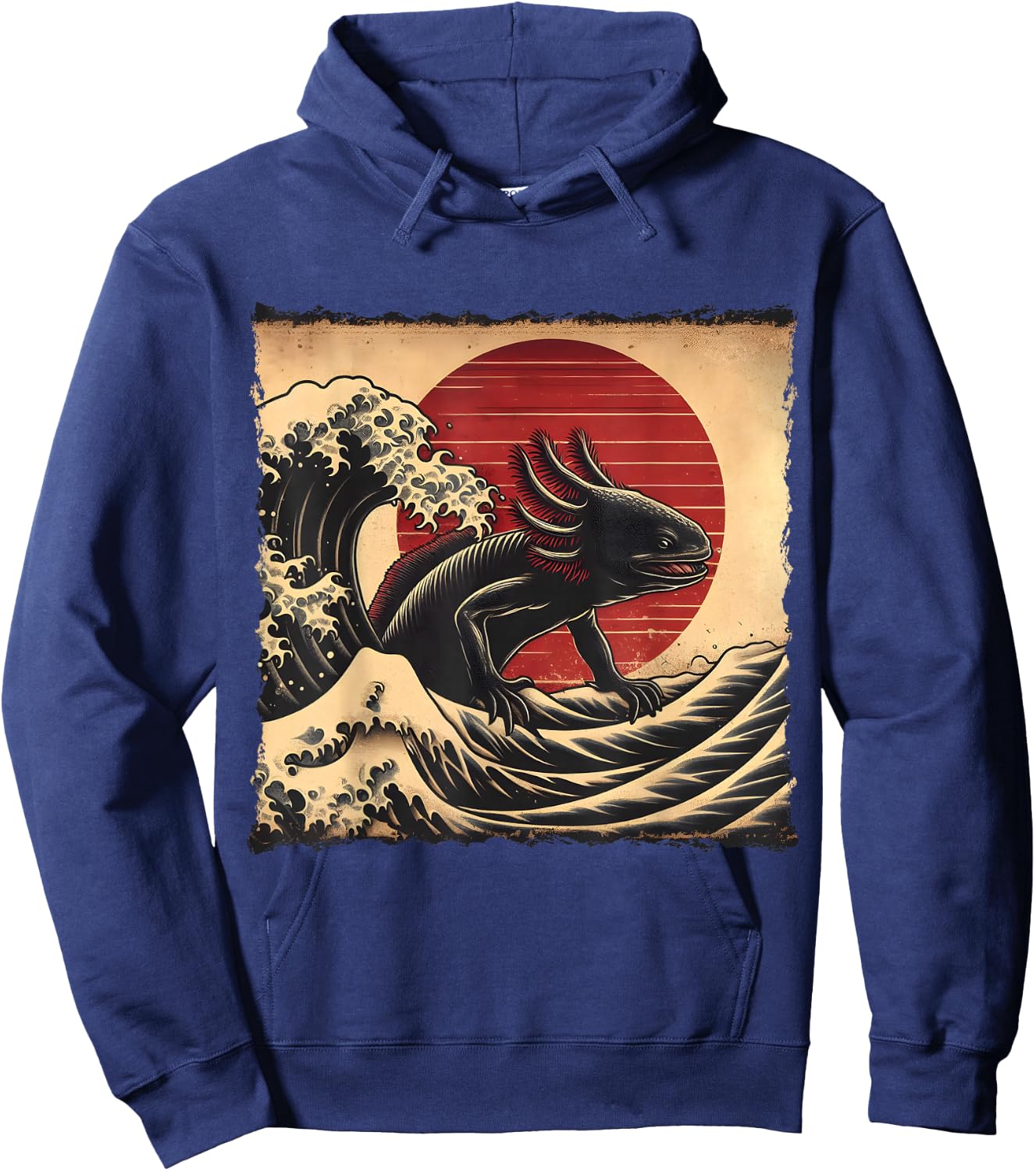 Retro Vintage Axolotl Kaiju Monster Japan Art Anime Lover Hoodie - Hoodie | Navy